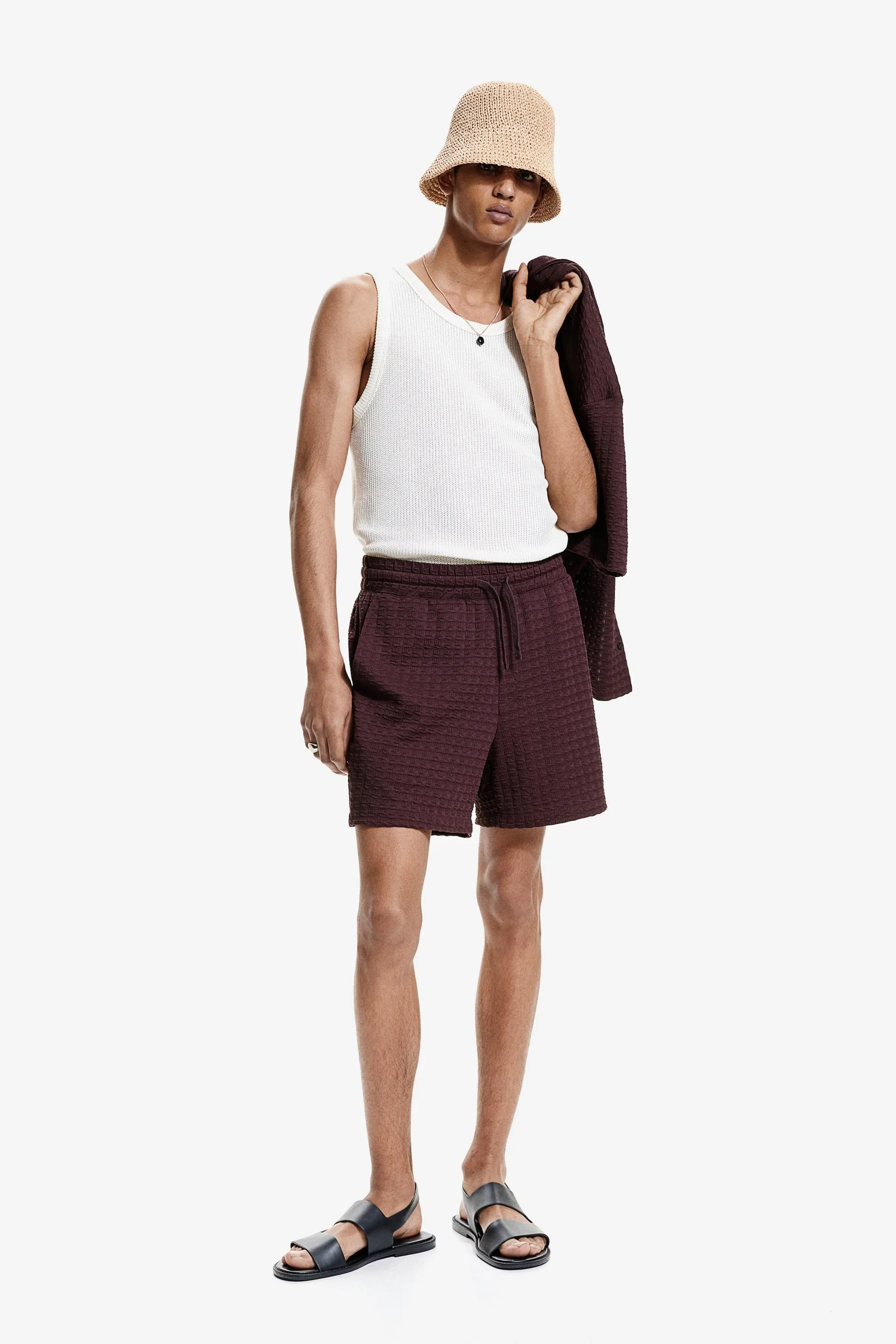 Regular Fit Strukturmønstret sweatshorts