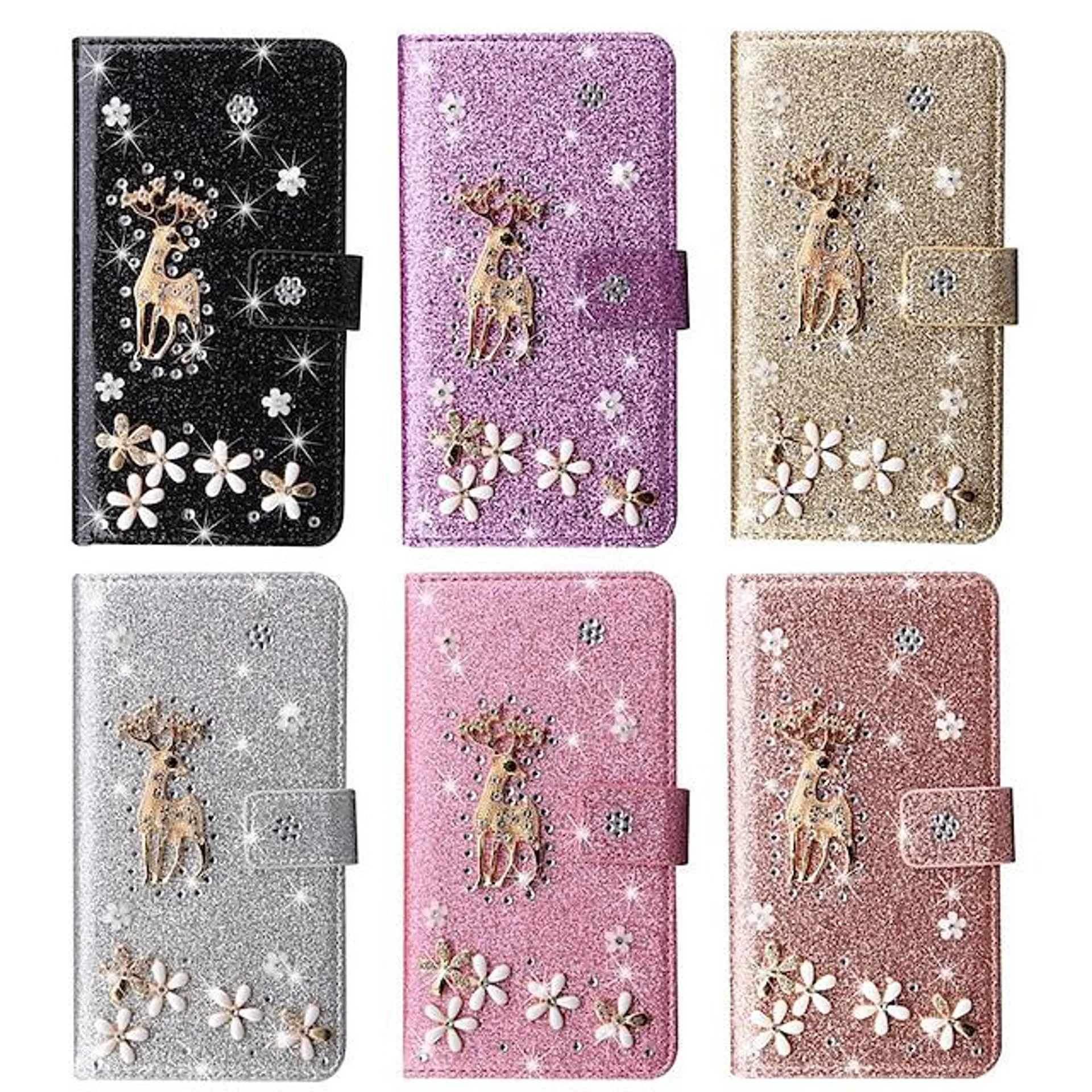 Phone Case For Samsung Galaxy S23 S22 S21 S20 Plus Ultra A54 A34 A14 A73 A53 A33 Note 20 10 Christmas Wallet Case Card Slot Holder Stand Shockproof Christmas Crystal Diamond TPU PU Leather