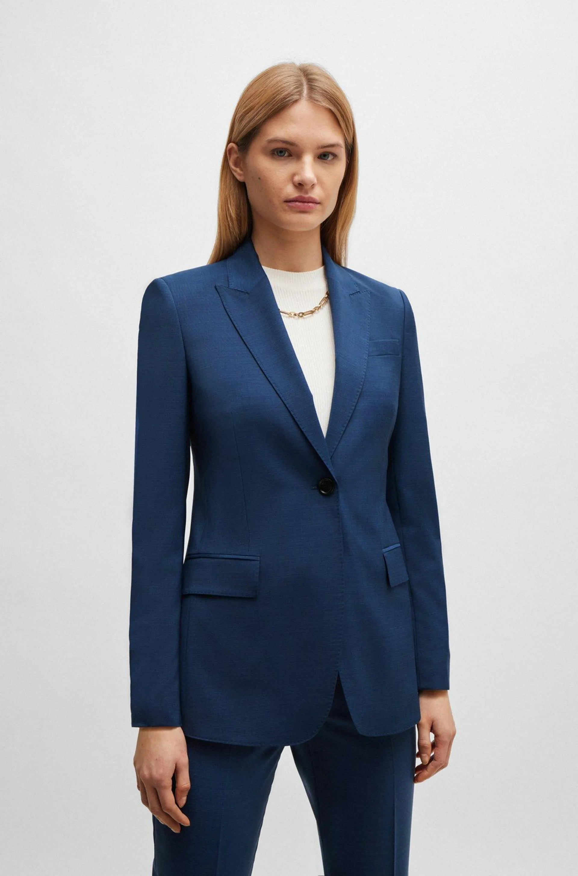 Regular-fit jacket in melange virgin wool