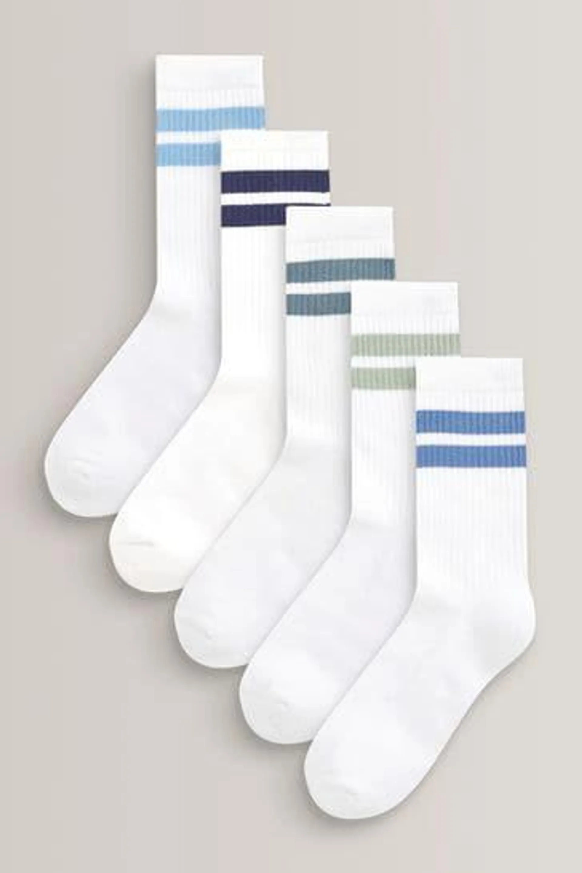 5 Pack Cushioned Footbed Cotton Rich Ribbed Socks