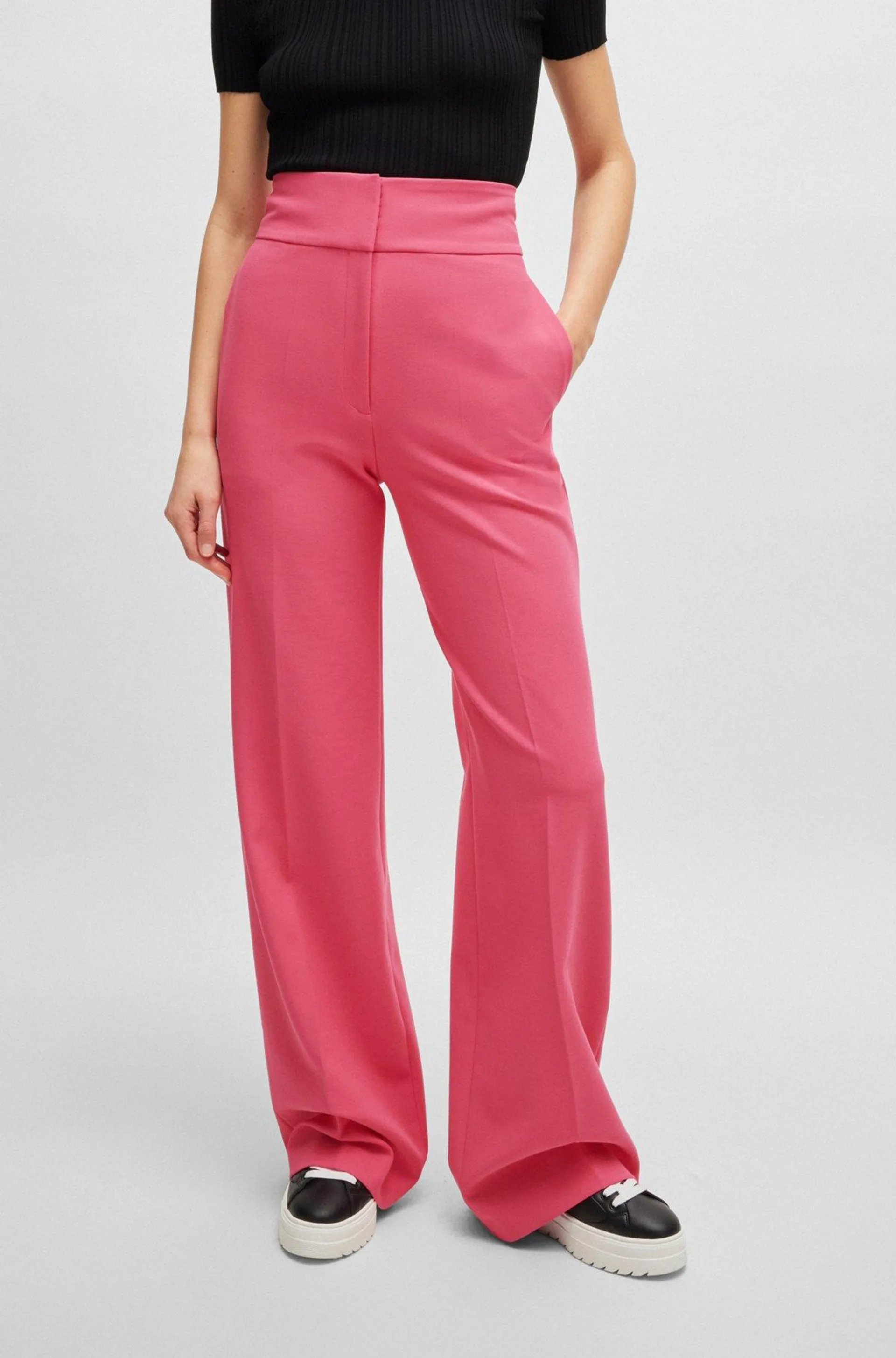 Regular-fit high-waisted trousers with flared leg