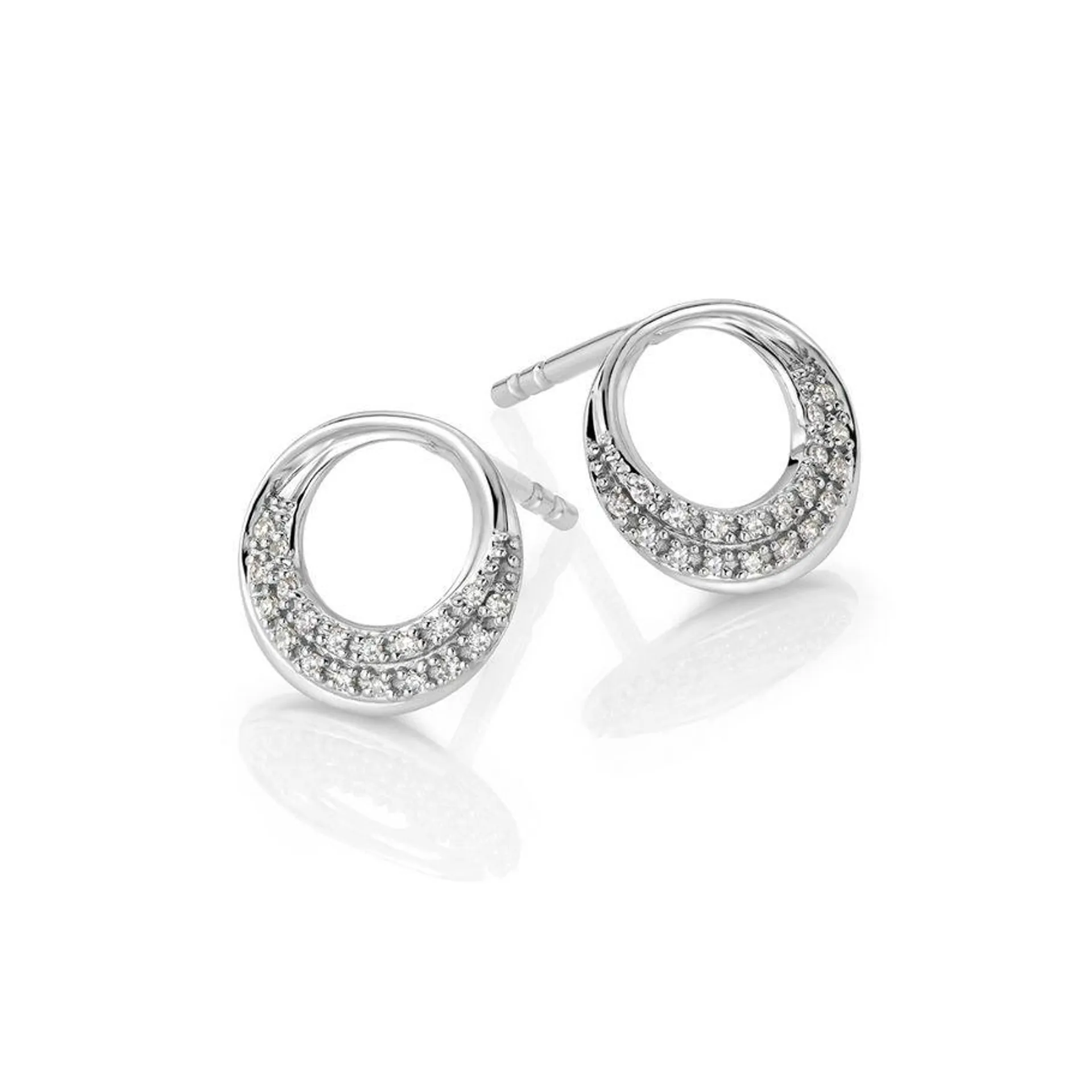 Diamantøredobber 585 Hvitt Gull 0,06 ct