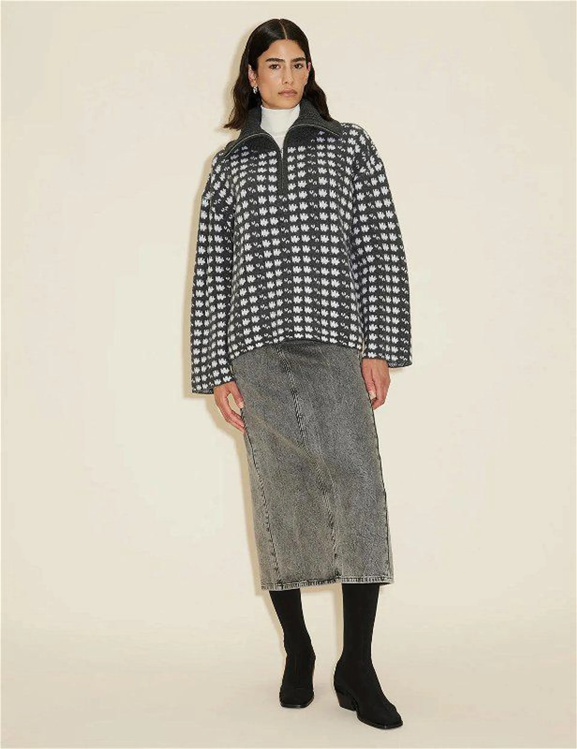 Cass Knit Sweater Dk. Grey Mix