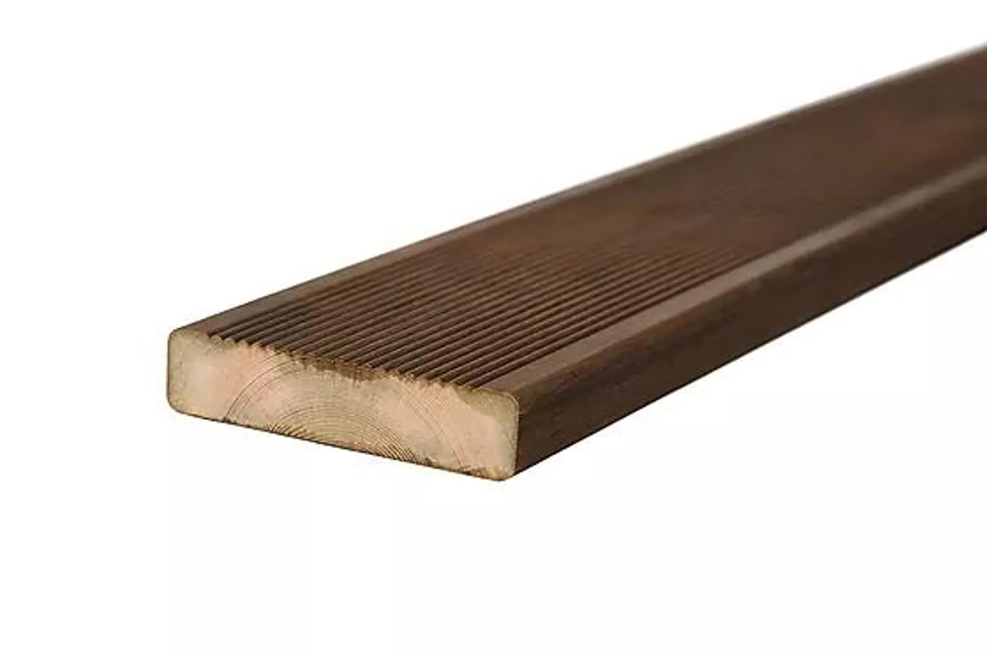 Terrassebord royalimpregnert furu brun riller 28x120x4200 mm