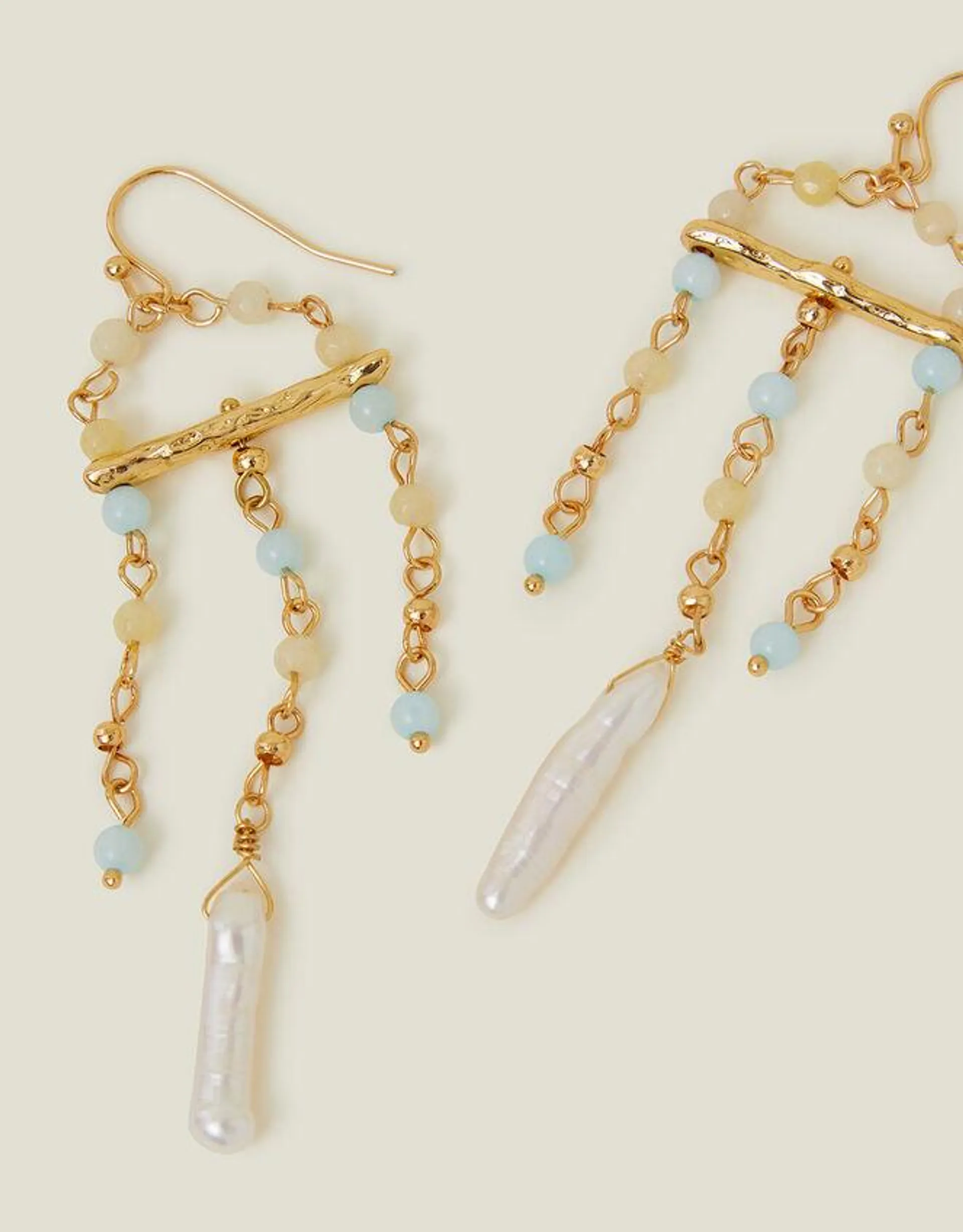 14ct Gold-Plated Pearl Chandelier Drop Earrings