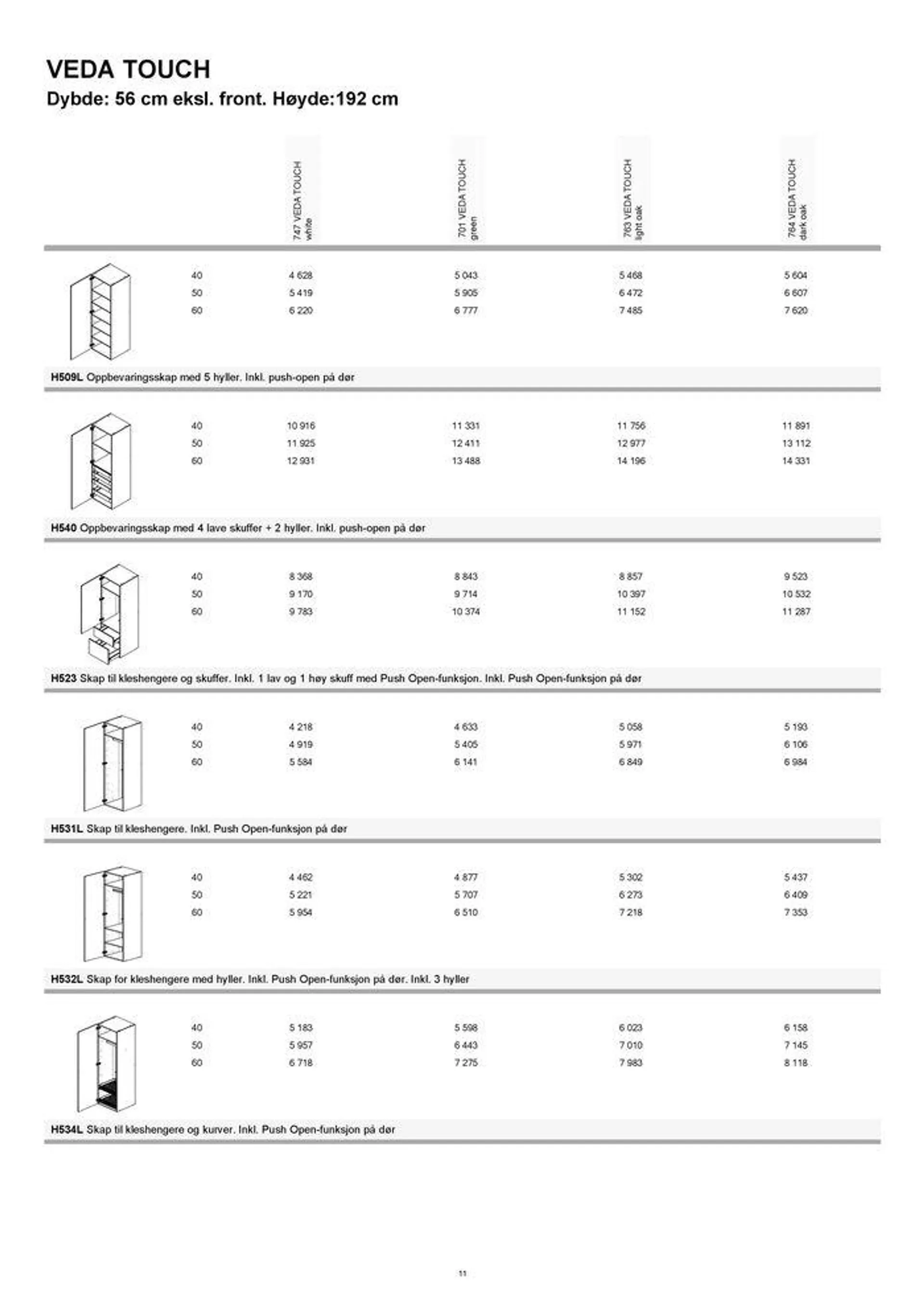 kvik kjøkken Garderobe prisliste. fra 4. september til 18. september 2024 - kundeavisside 11