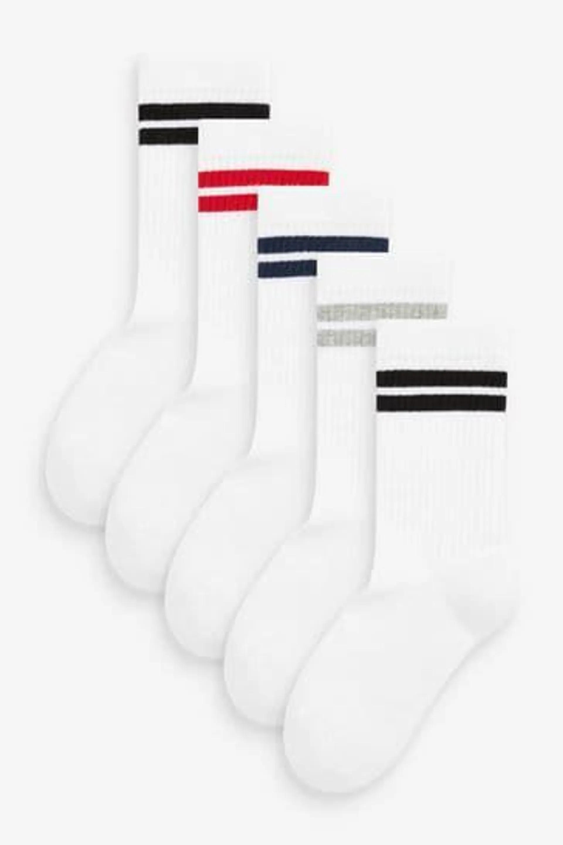5 Pack Cushioned Footbed Cotton Rich Ribbed Socks