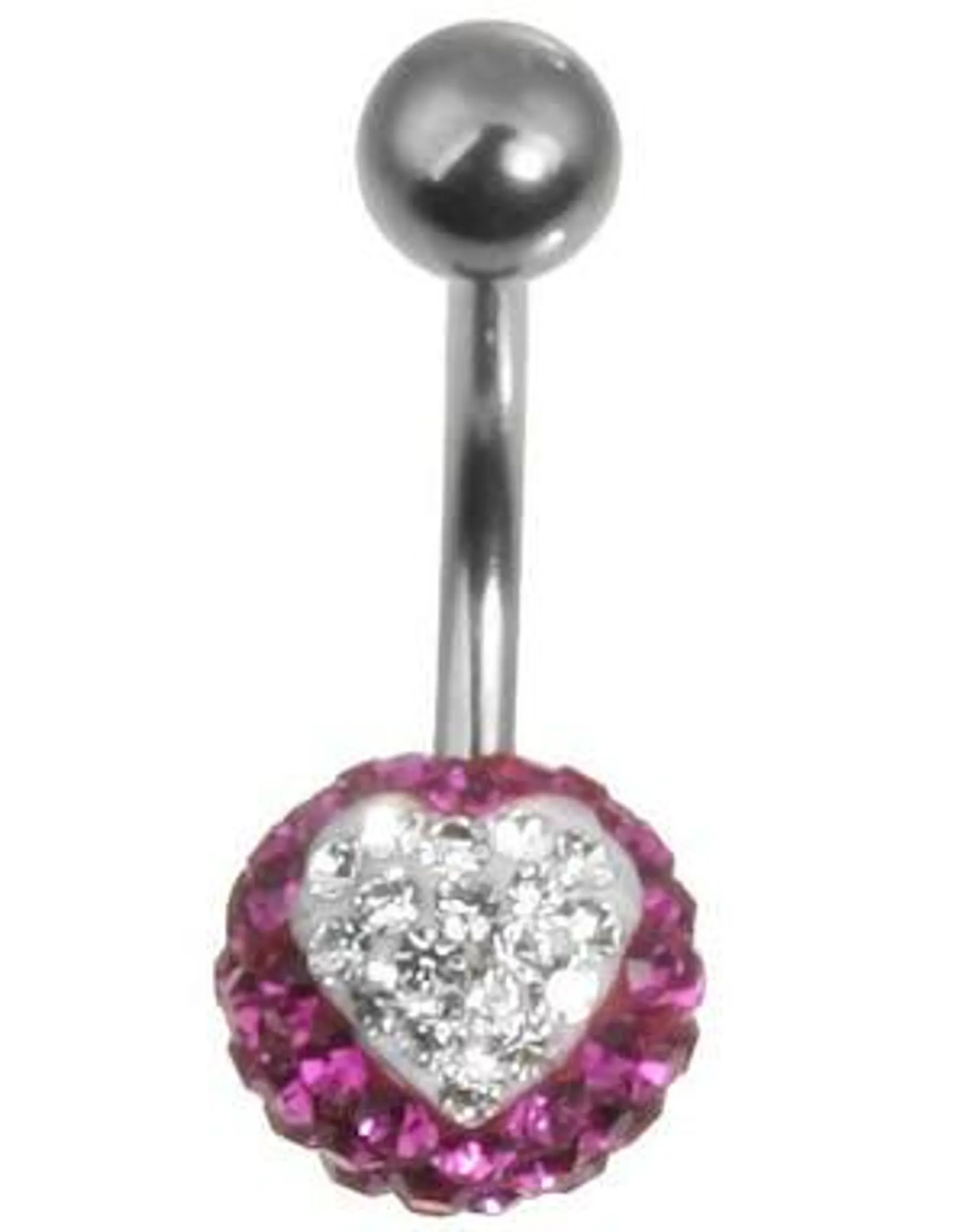 Sparkling Heart Navlepiercing - Rosa/Hvit