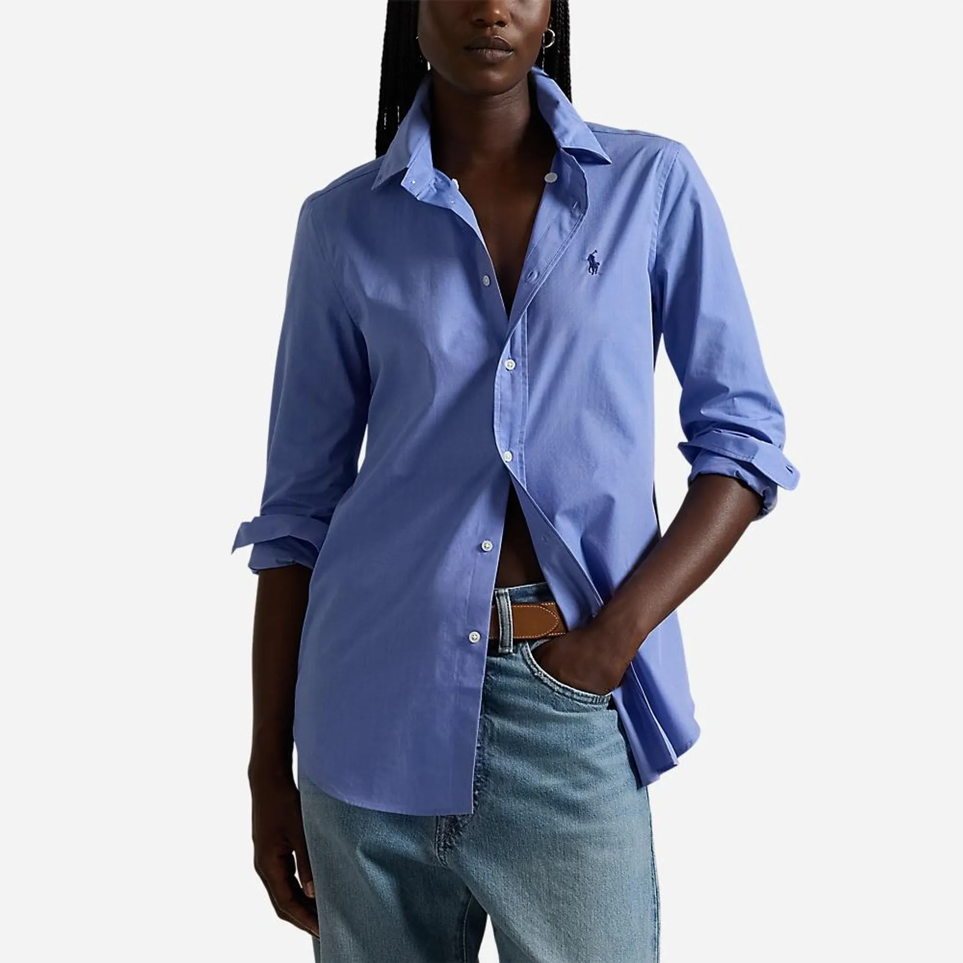 Stretch Slim Fit Cotton Shirt - Blue