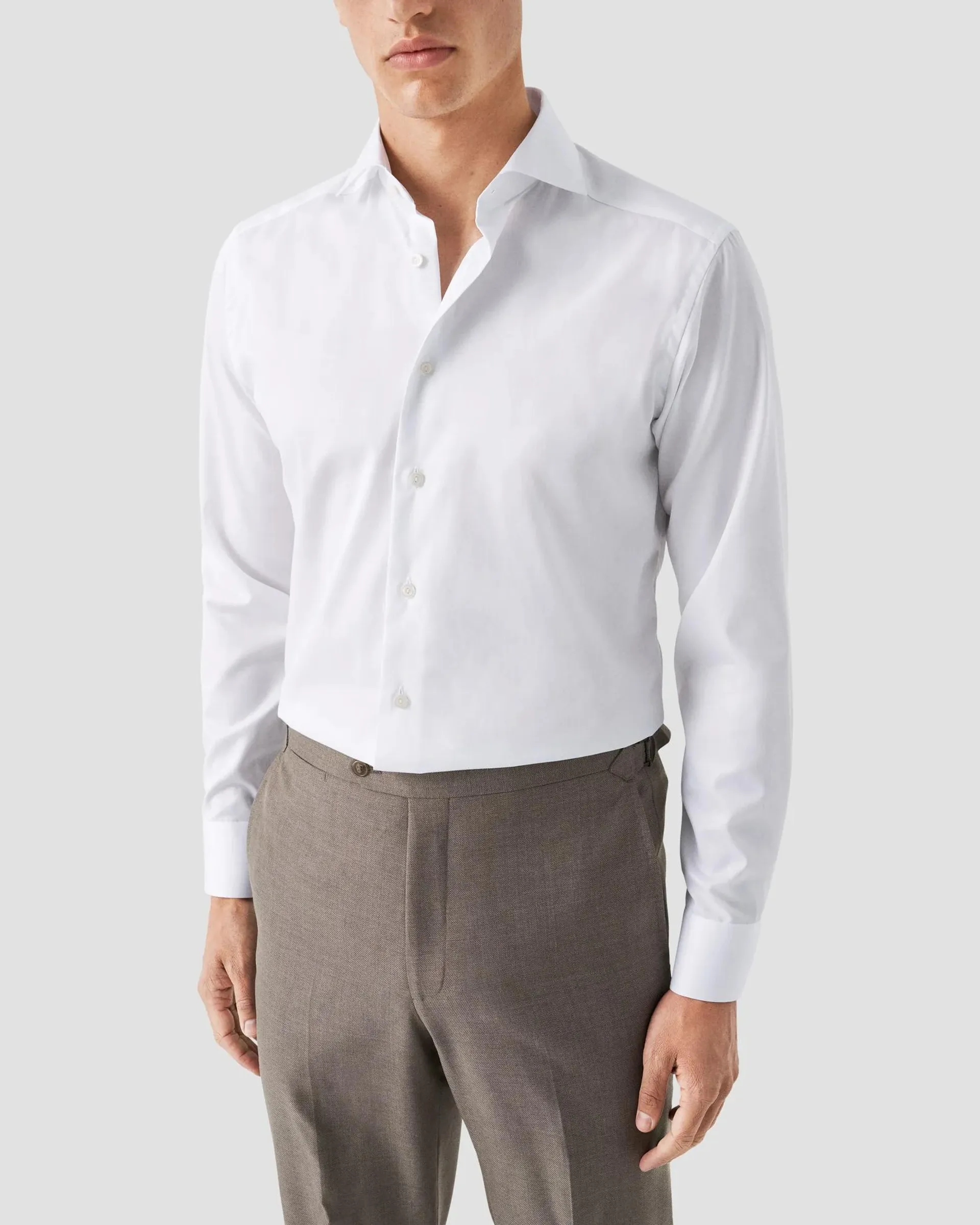 White Signature Twill Shirt - Wide Spread Collar