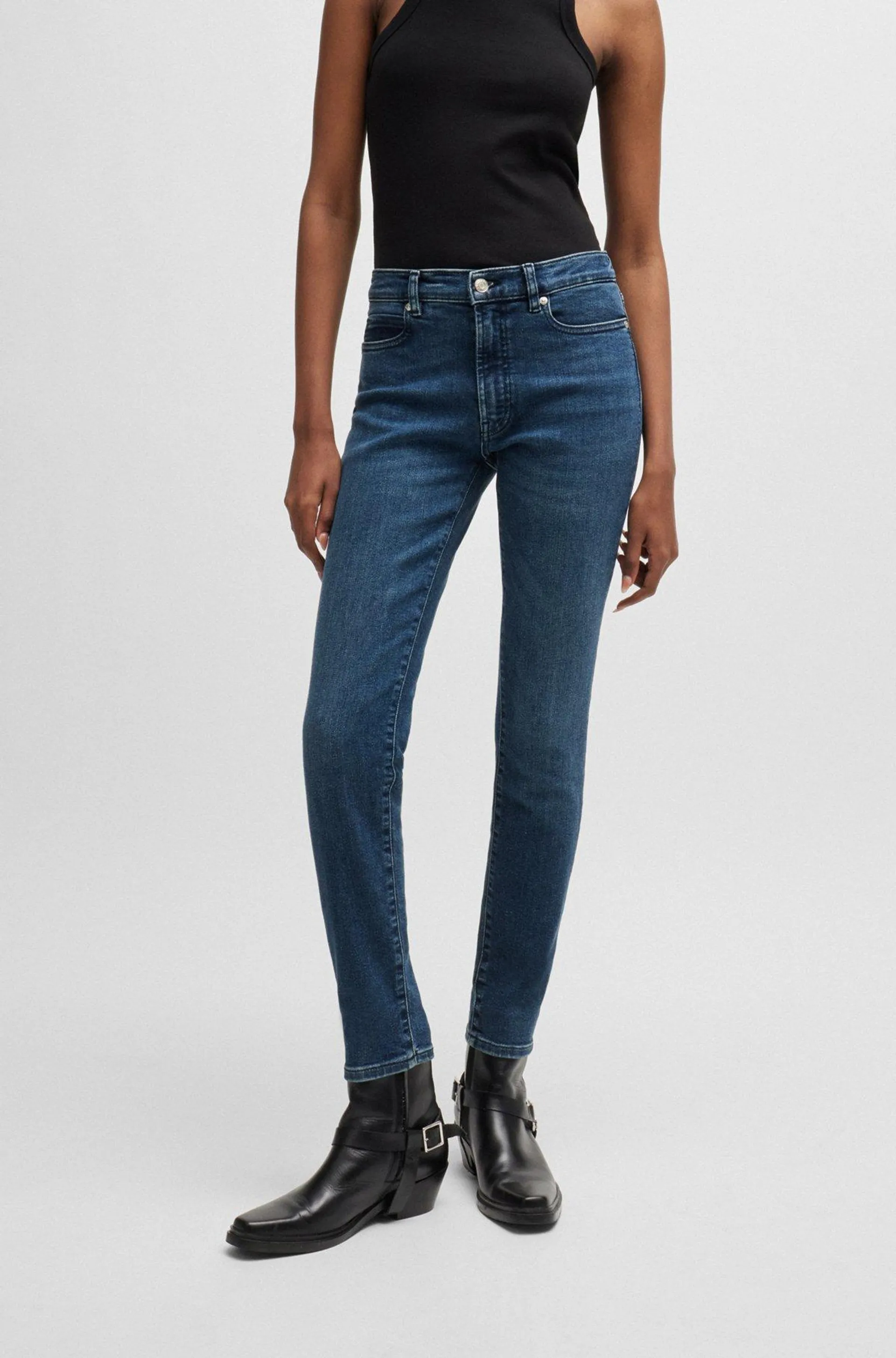 Skinny-fit jeans in blue stretch denim