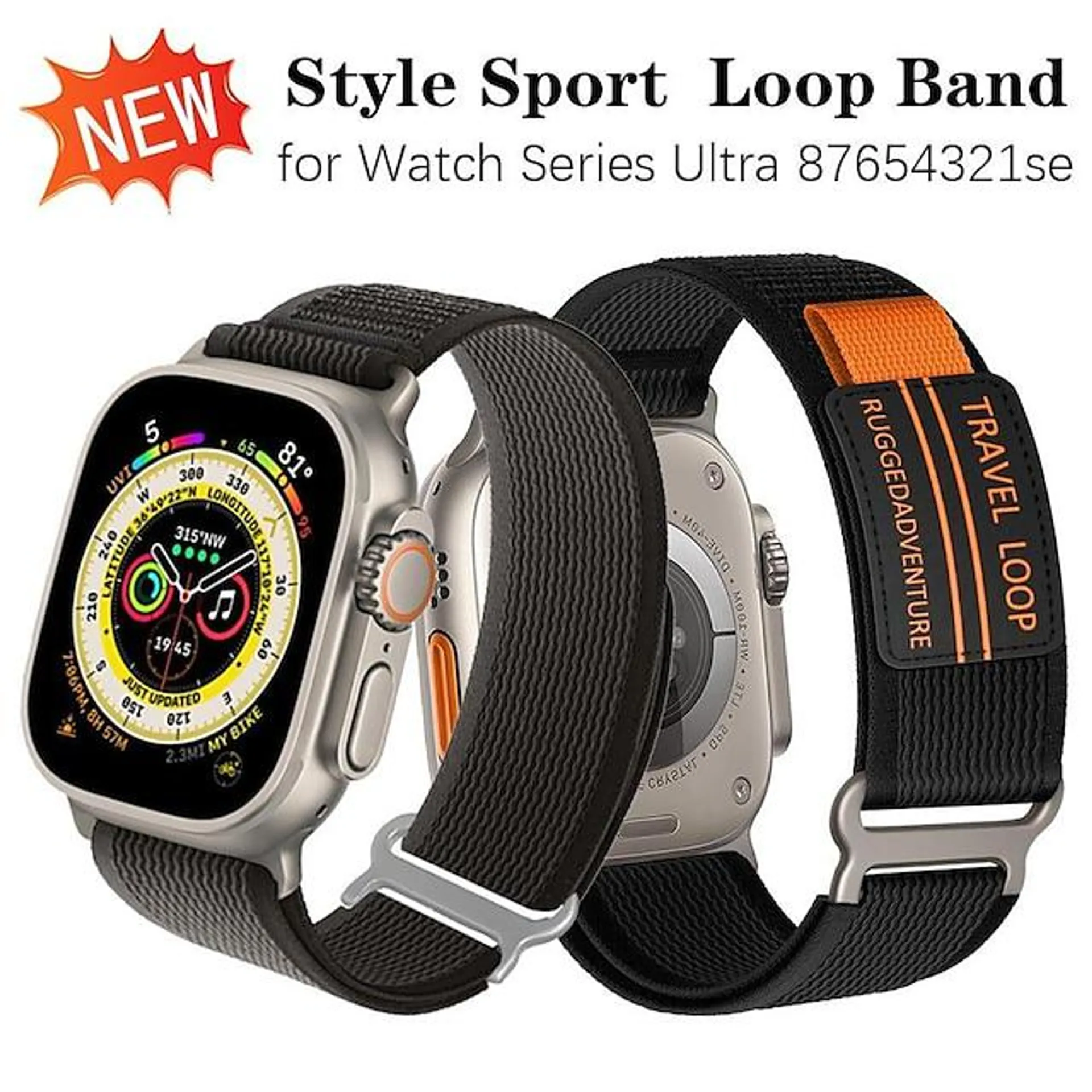 Sportsløkke Kompatibel med Apple Watch-klokkereim 38mm 40mm 41mm 42mm 44mm 45mm 49mm Pustende Nylon Erstatningsklokkerem til iwatch Series Ultra 8 7 SE 6 5 4 3 2 1