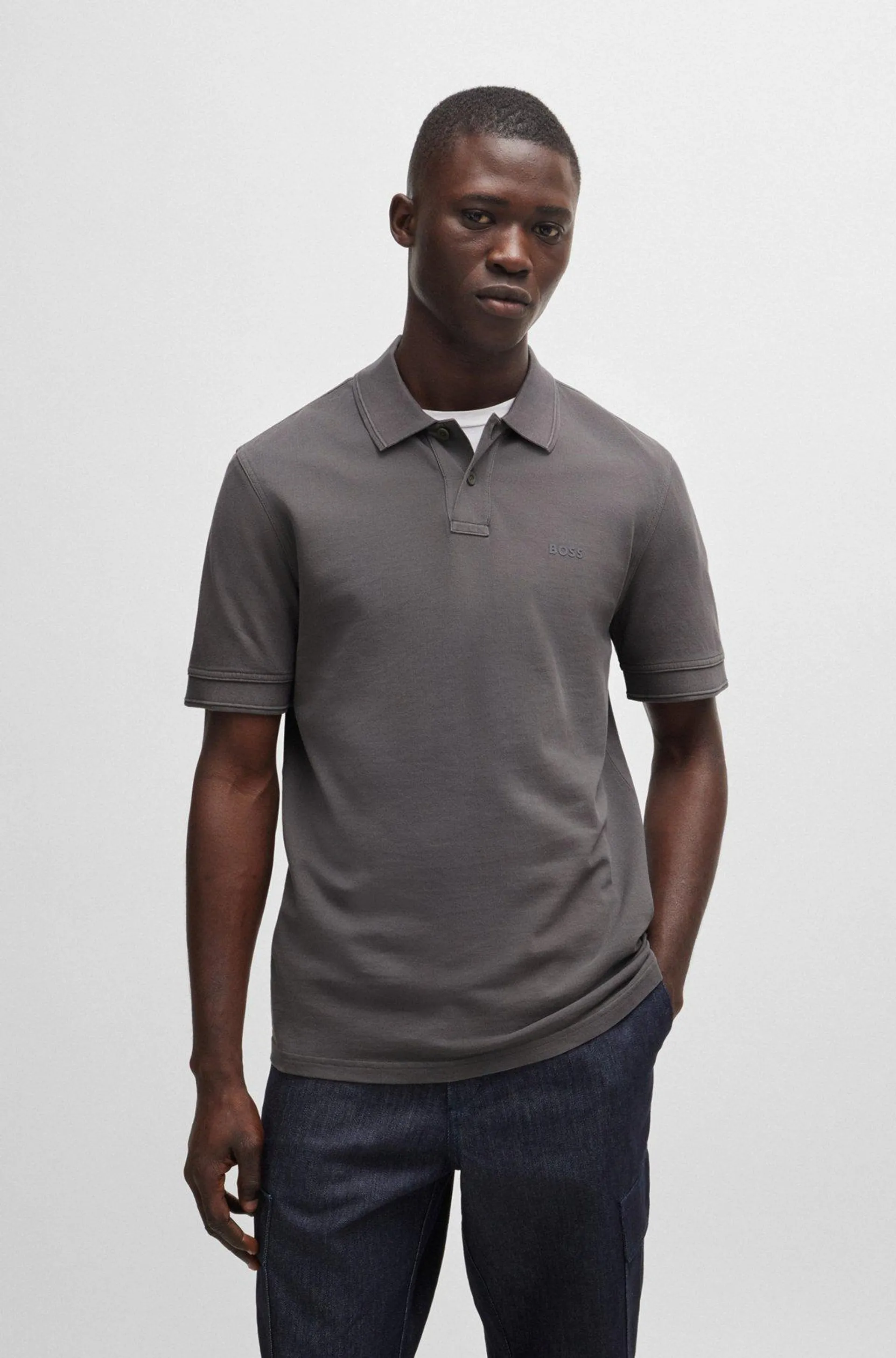 Cotton-piqué polo shirt with logo print