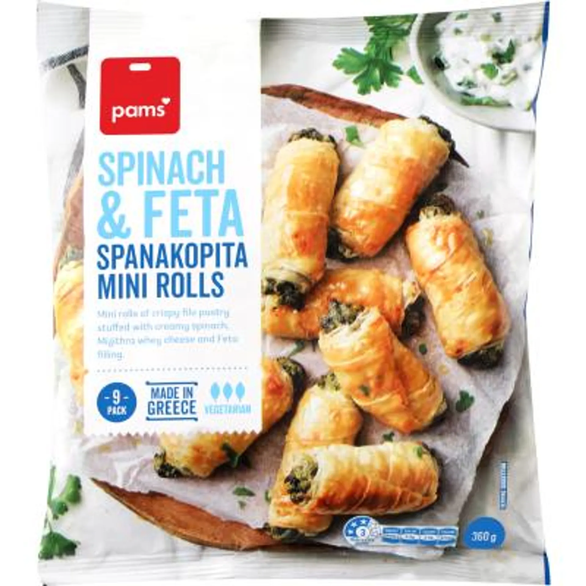 Pams Spinach & Feta Spanakopita Mini Rolls