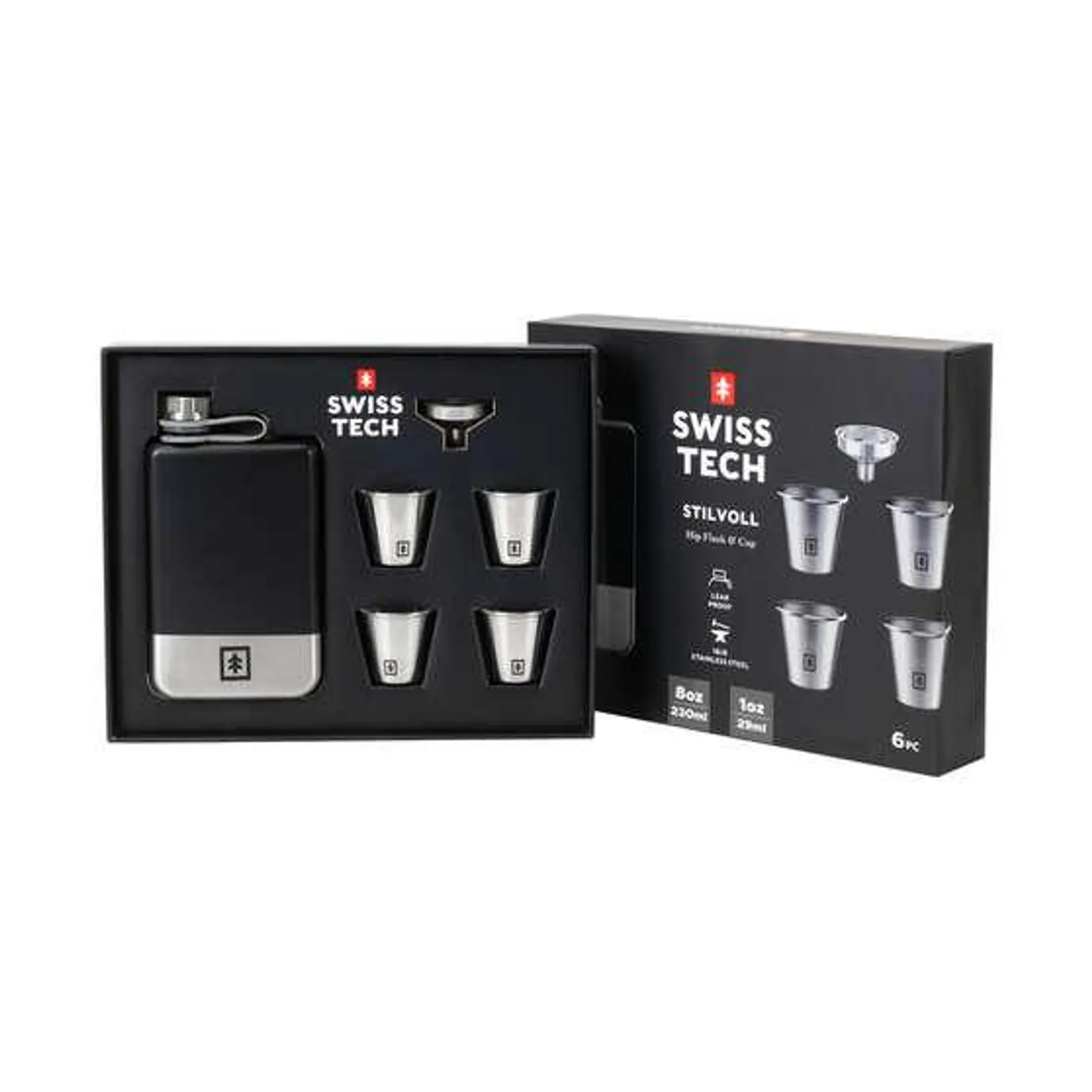 Swiss Tech Hip 5 Piece Flask & Cup Set