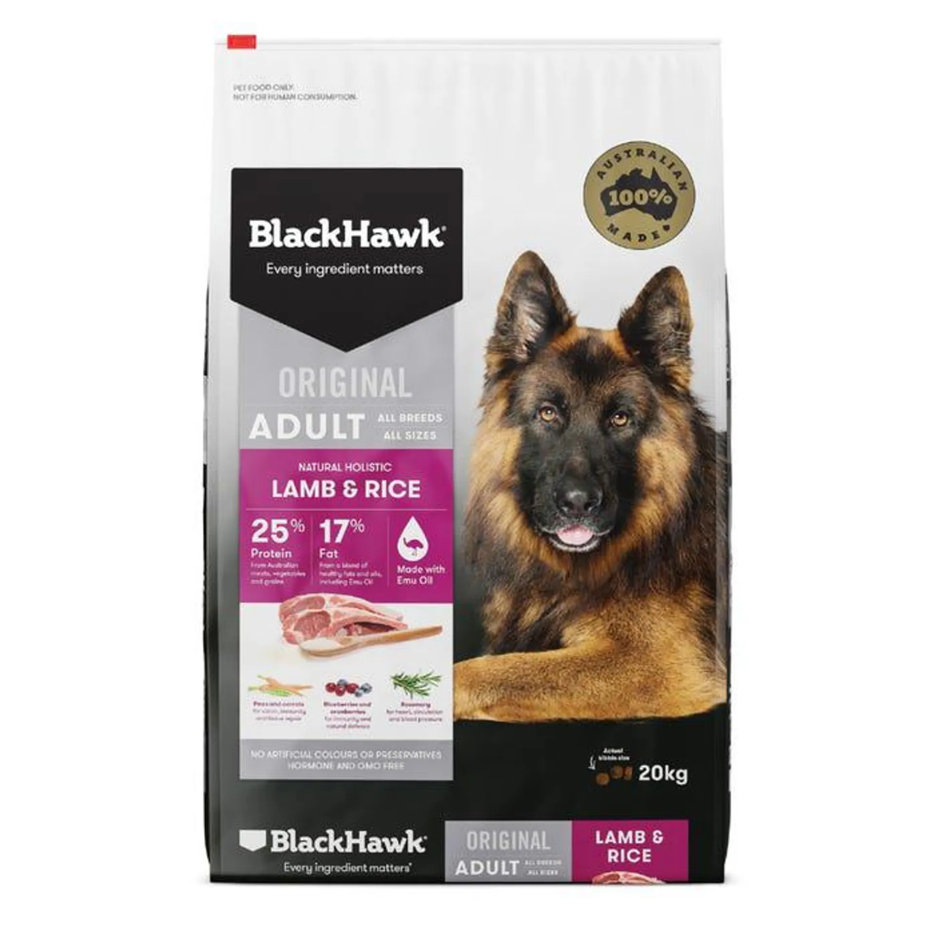 Black Hawk Lamb & Rice Adult Dog Food 20kg