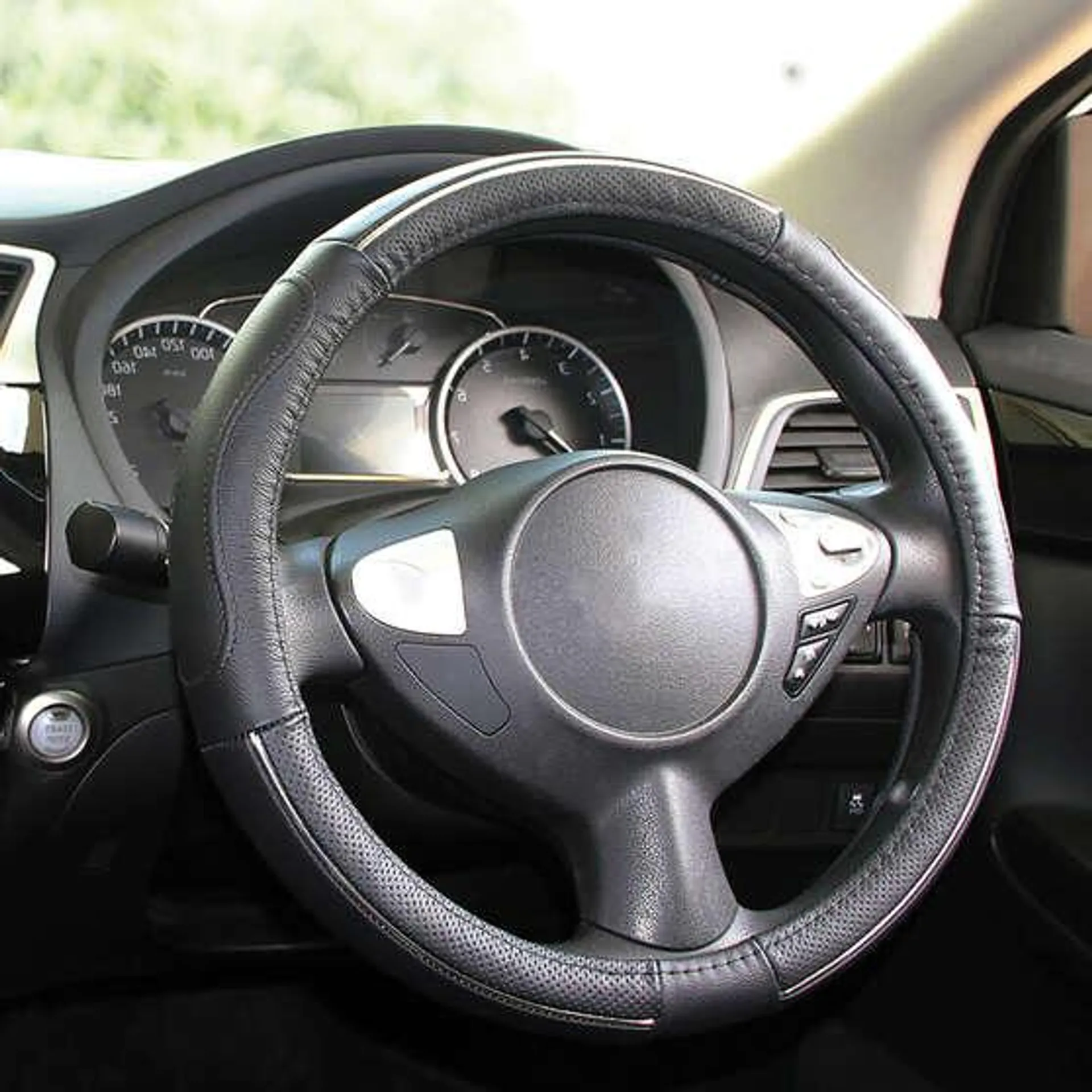 SCA Steering Wheel Cover Leather, Black, 380mm