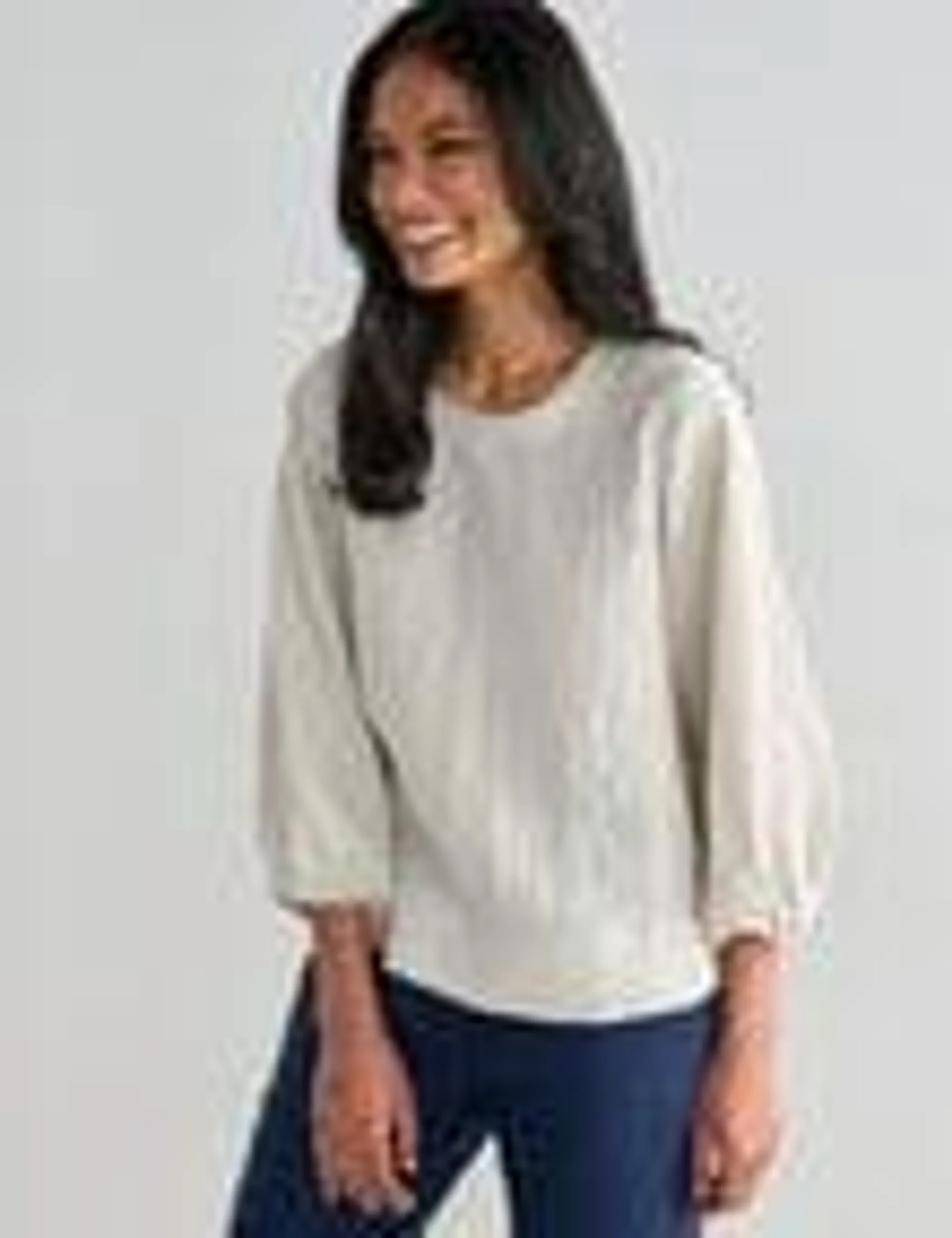 Zest Linen Balloon Sleeve Top, Sandhell