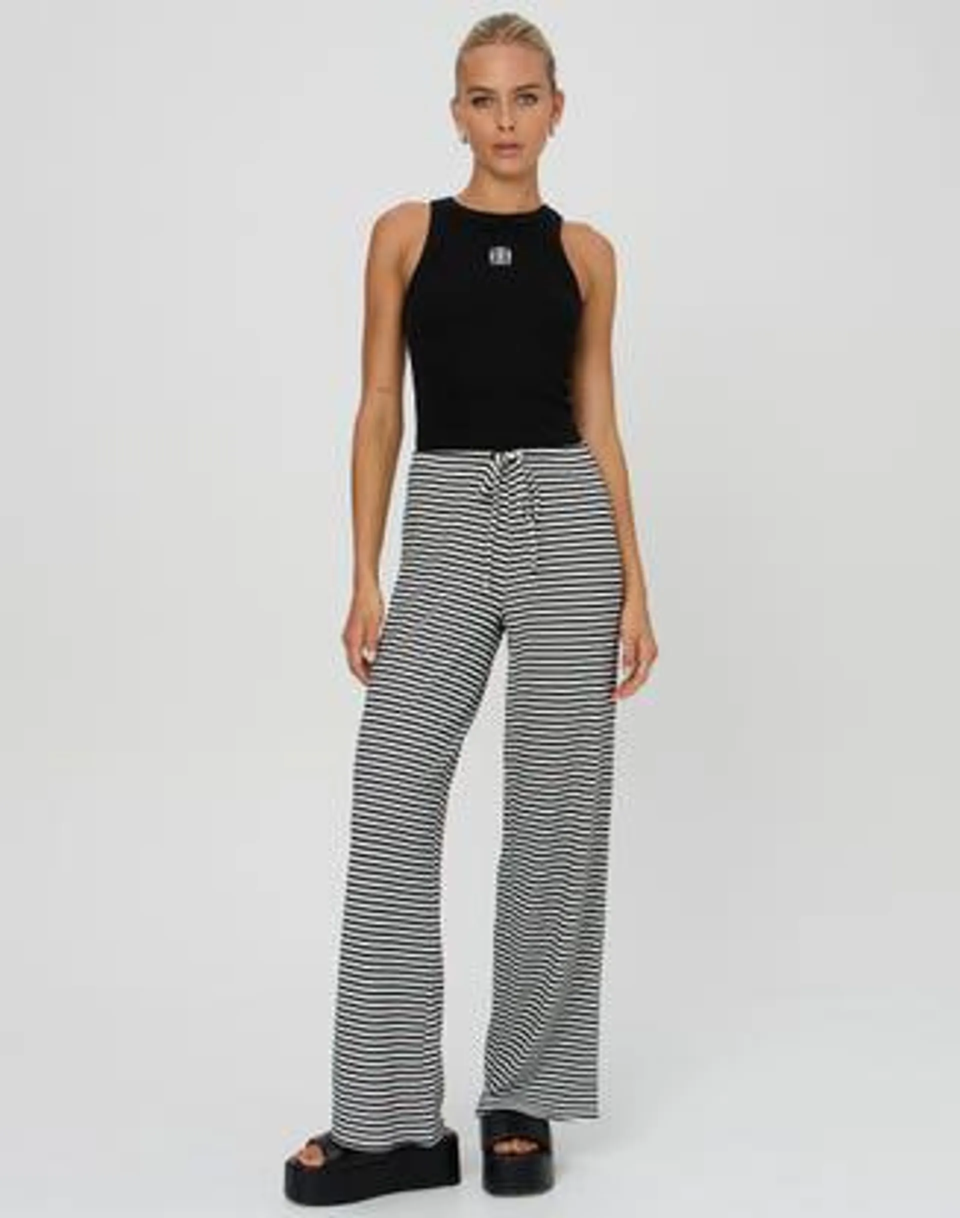 Ribbed Stripe Wide Leg Pant