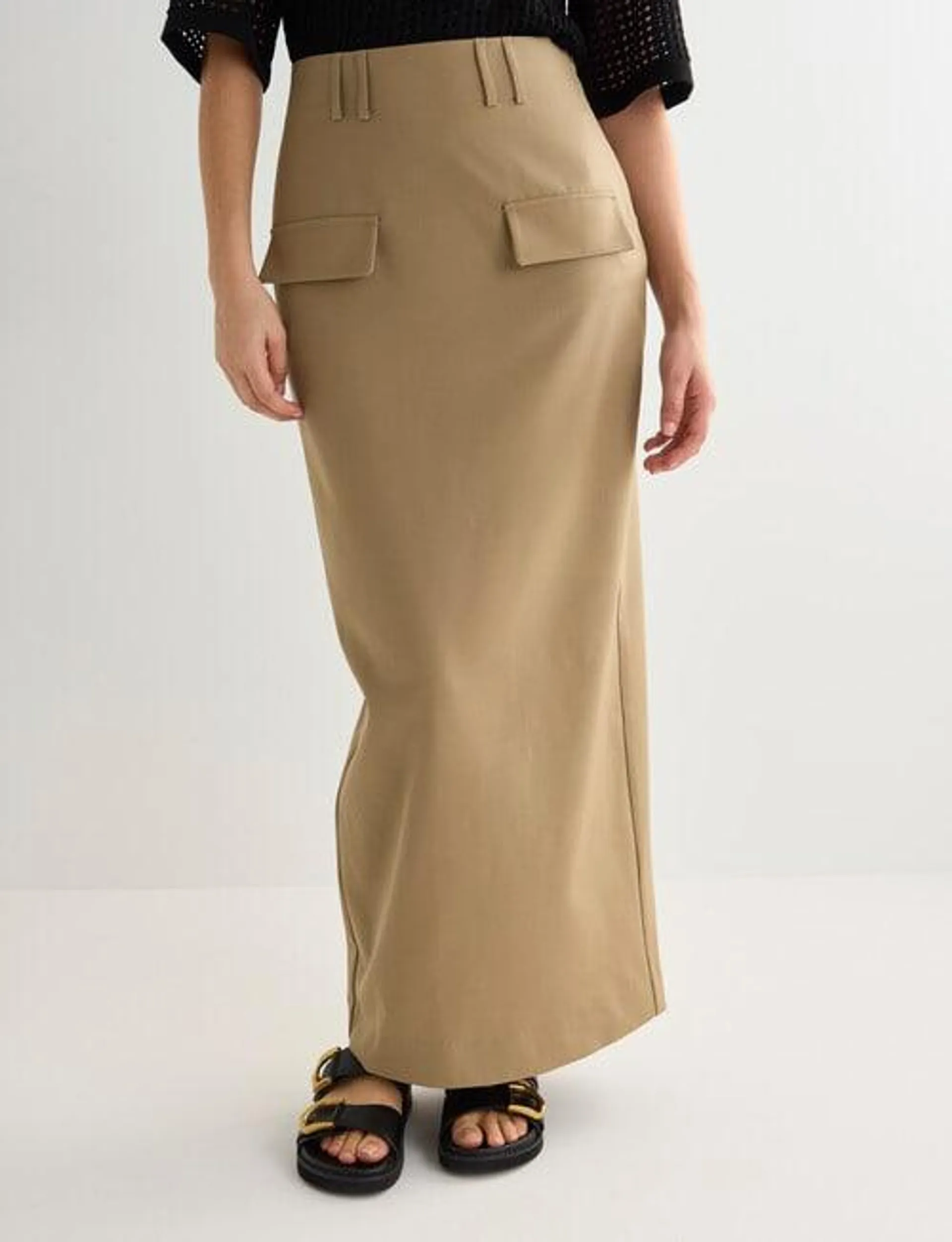 Mineral Nora Column Maxi Skirt, Stone