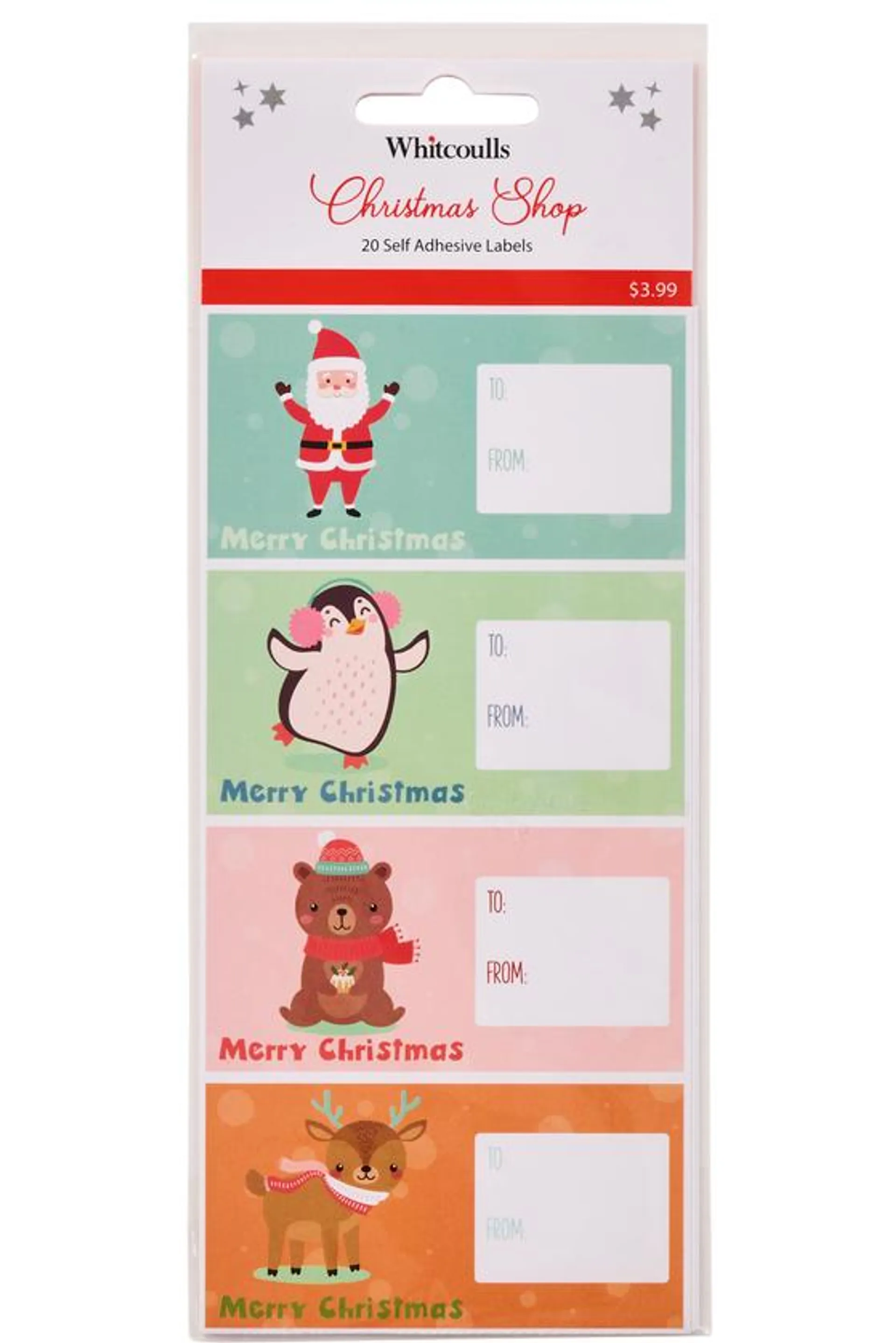 Whitcoulls Christmas Shop Gift Labels Kids Pastel Pack of 20