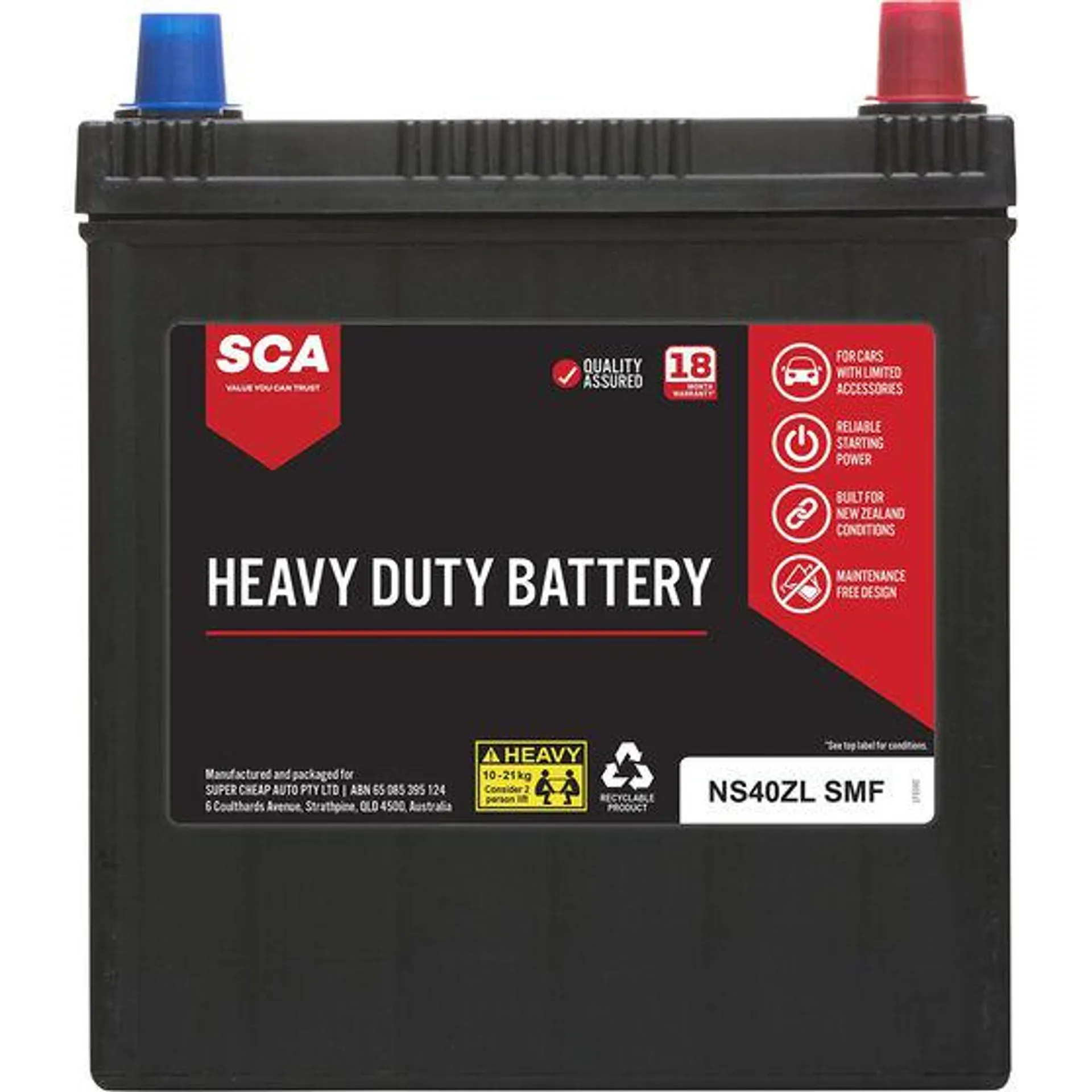 SCA Heavy Duty Car Battery NS40ZL SMF