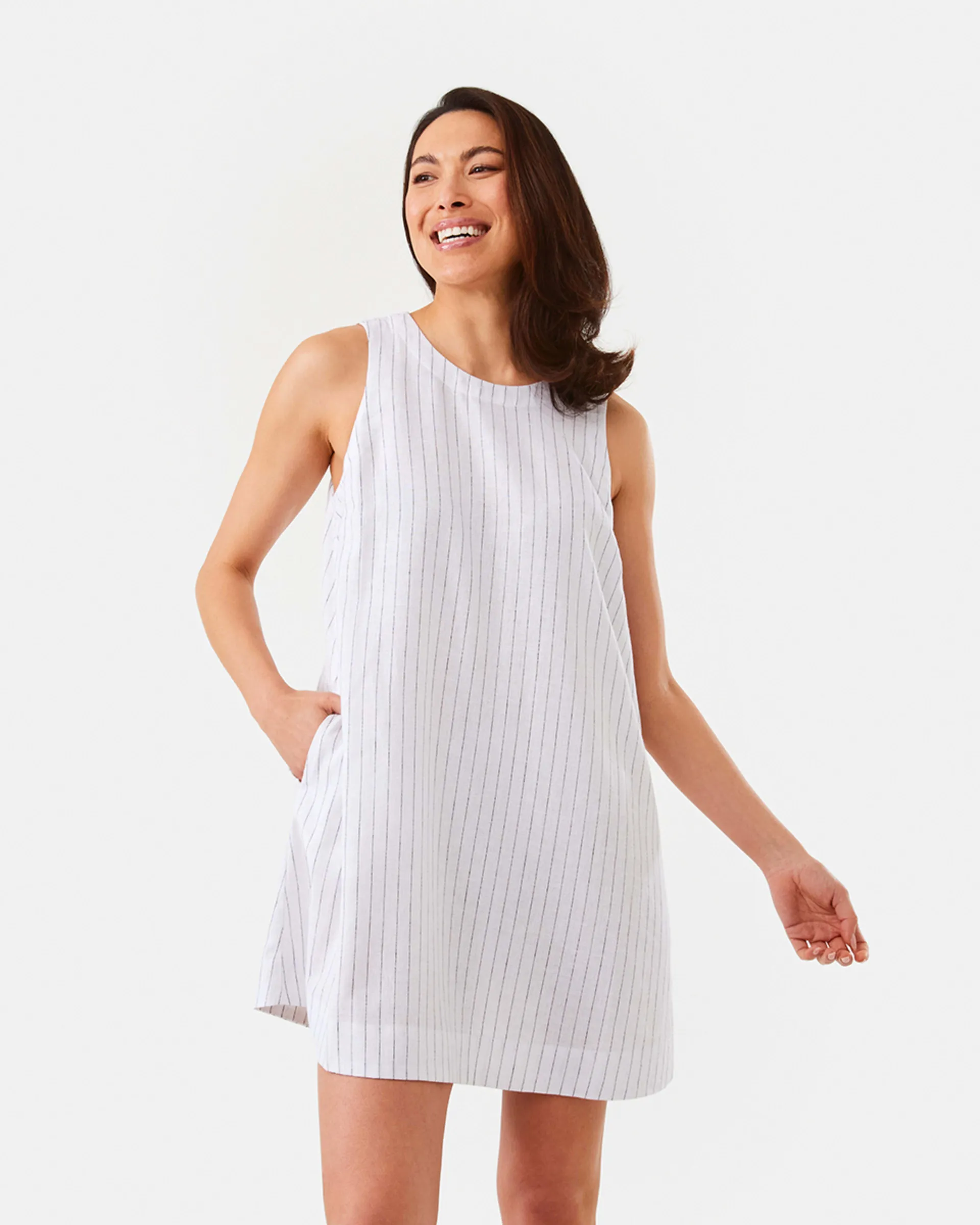 Sleeveless Crew Neck Swing Mini Dress