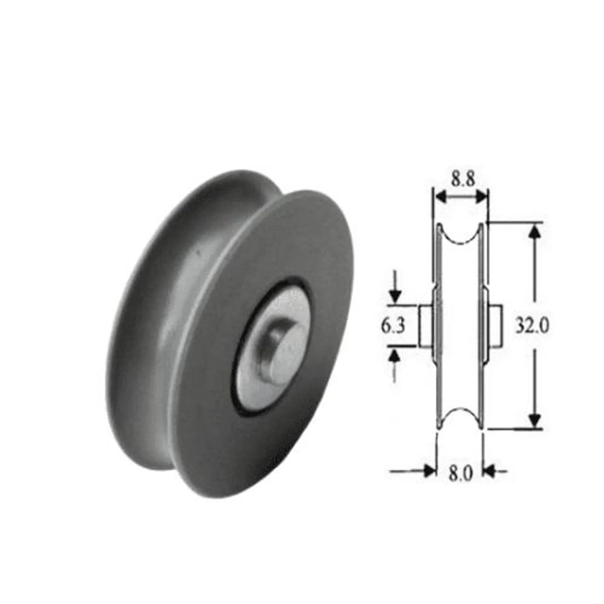 32mm Fixed Axle Nylon Roller – 50Kgs
