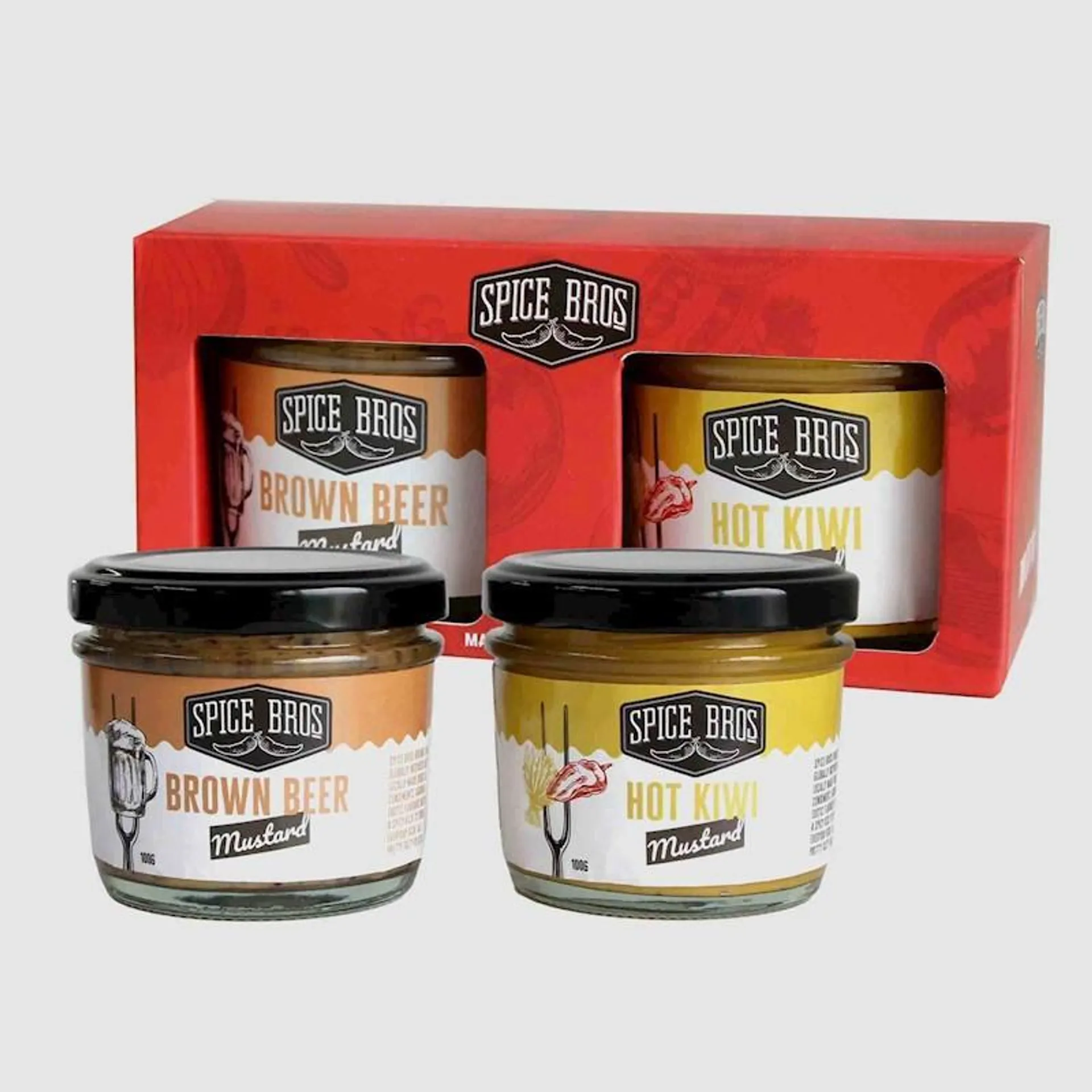 Spice Bros Beer Mustard 200g & Kiwi Classic Mustard 200g Gift Pack