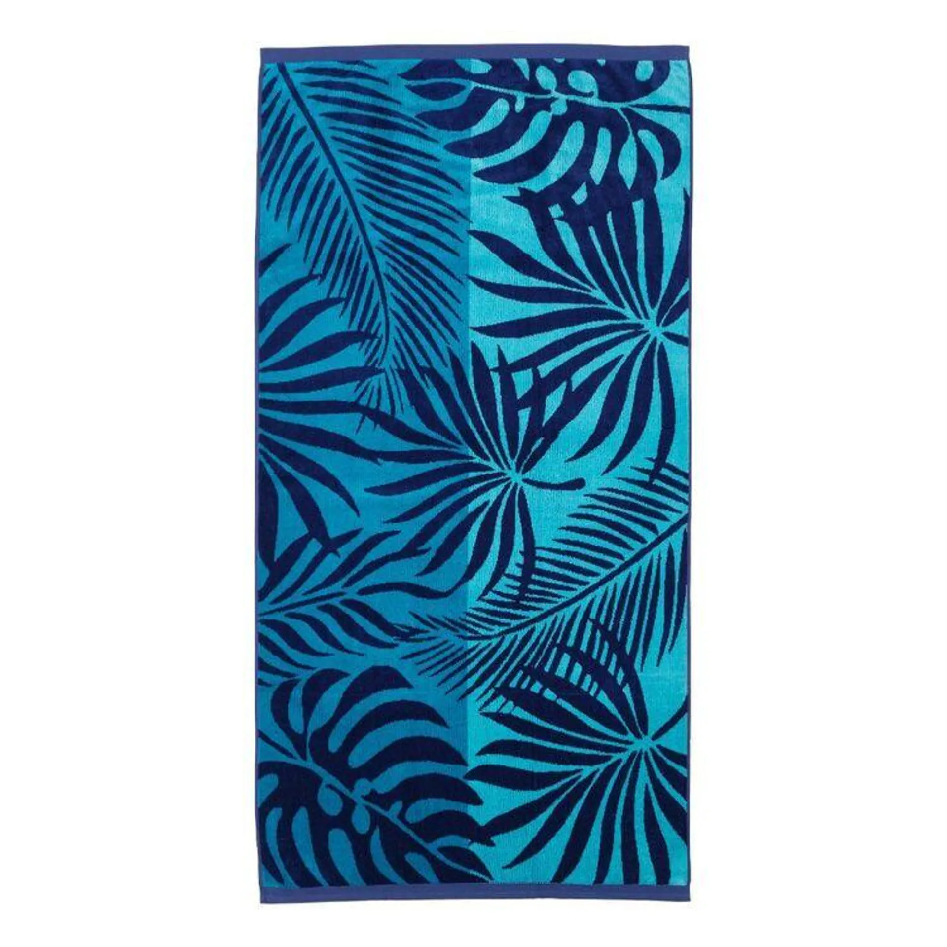 KOO Jacquard Beach Towels Noah Palm Blue 80 x 160 cm