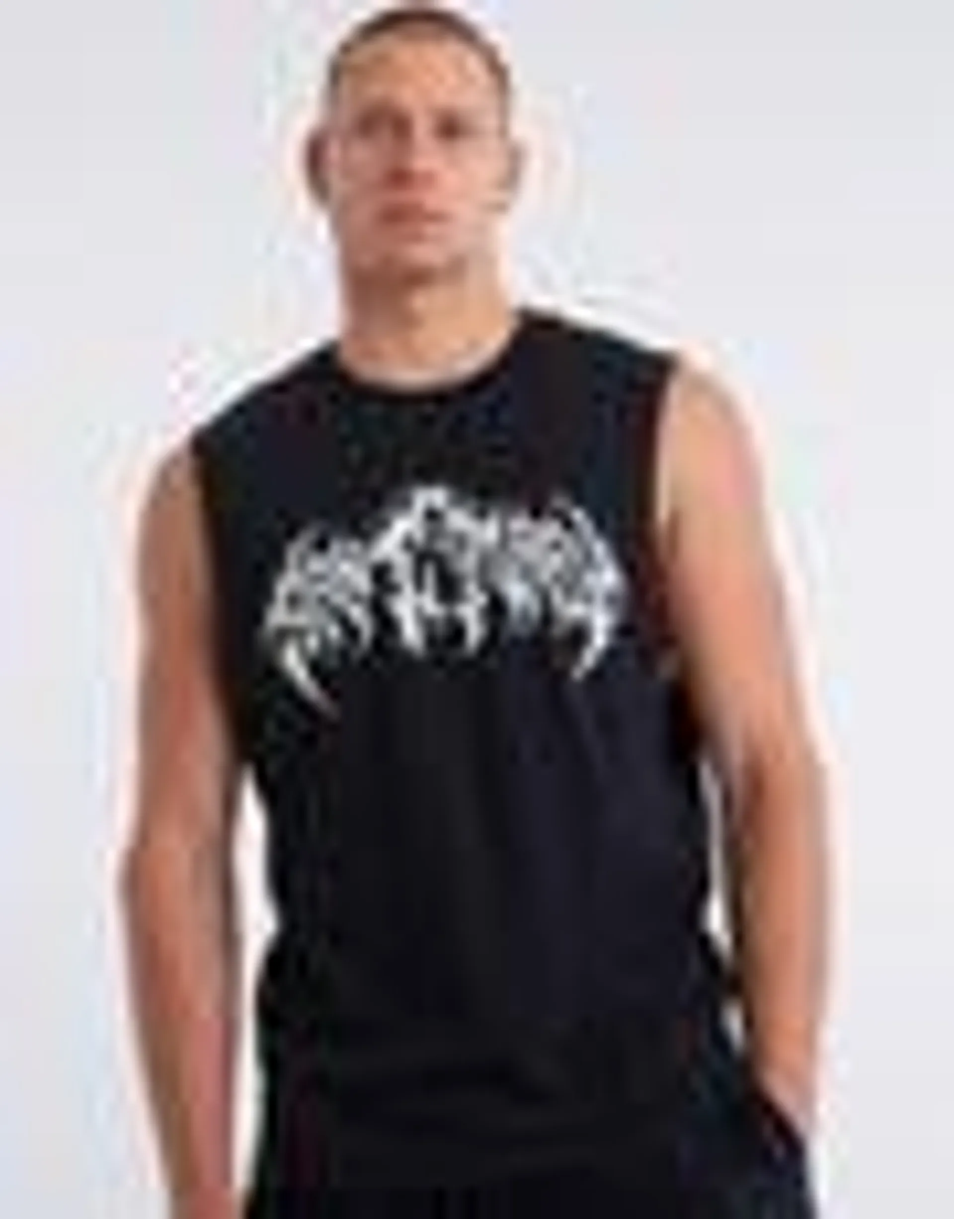 Sanctuary Graphic Muscle Tank in Washed Black
