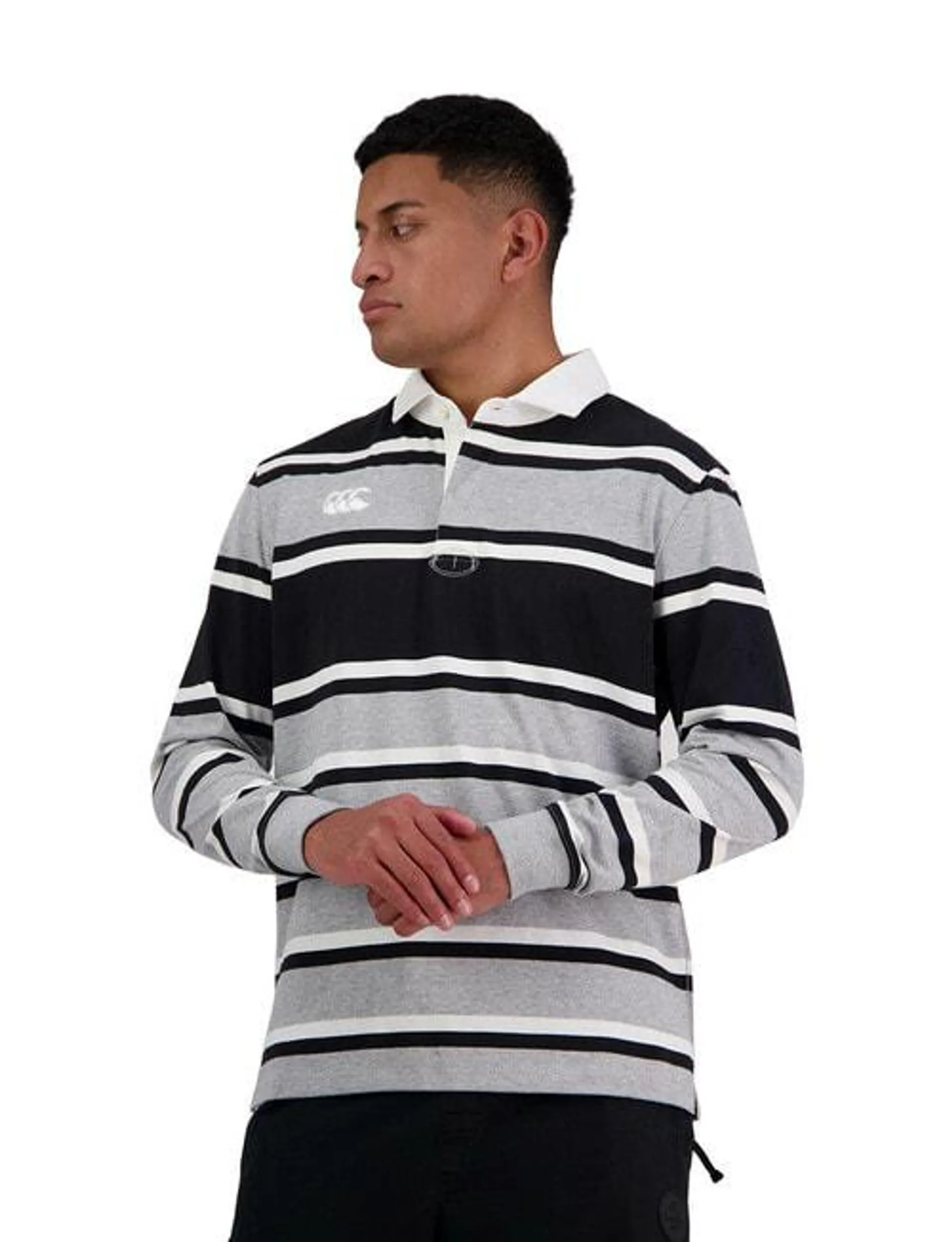 Canterbury Yarn Dye Long Sleeve Rugby Shirt, Grey