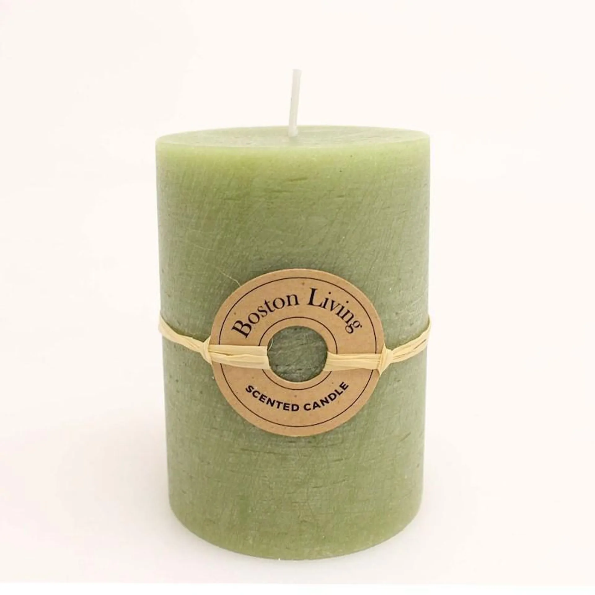 Boston Living Rustic Pillar Candle Green 7x10cm