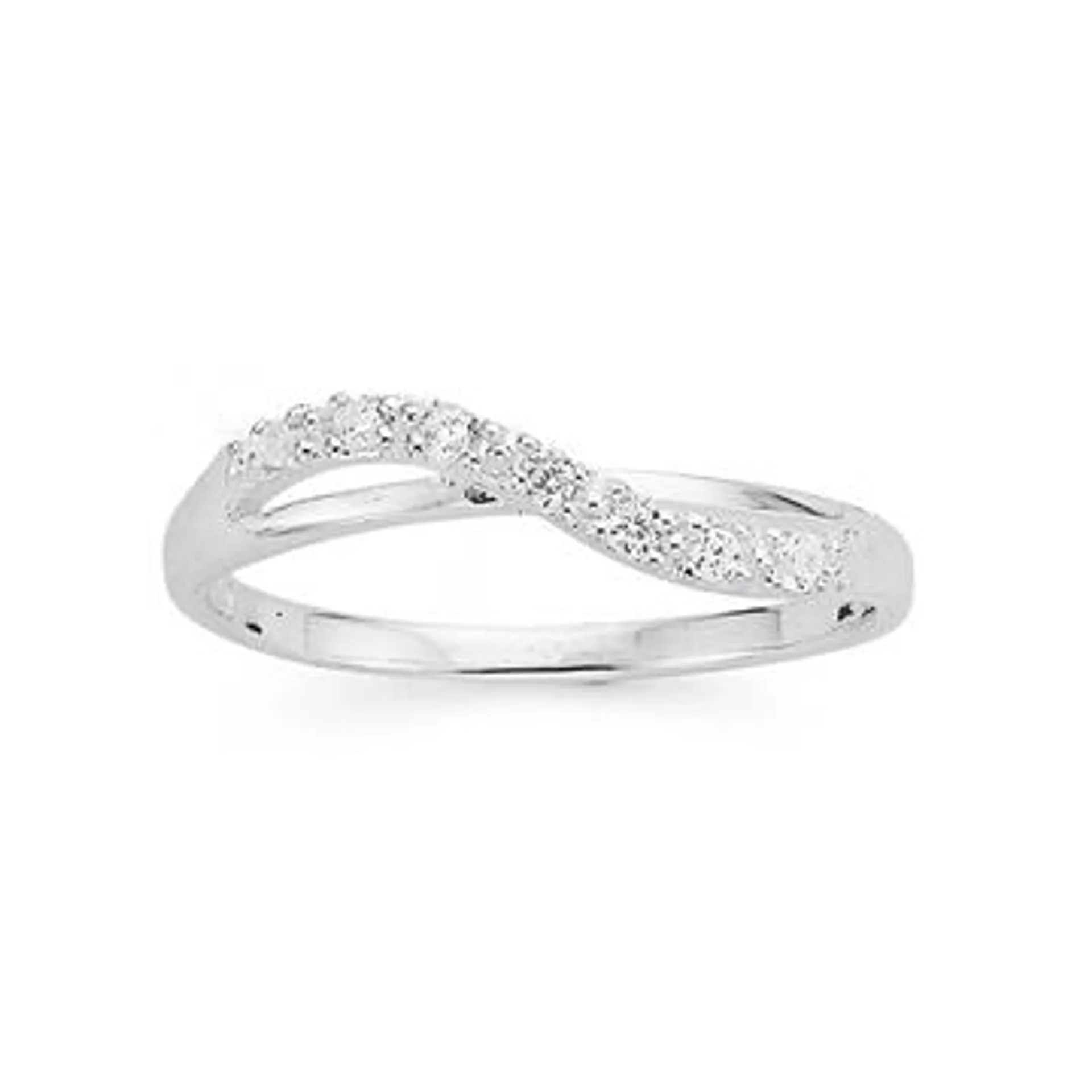 Sterling Silver Cubic Zirconia Wave Ring