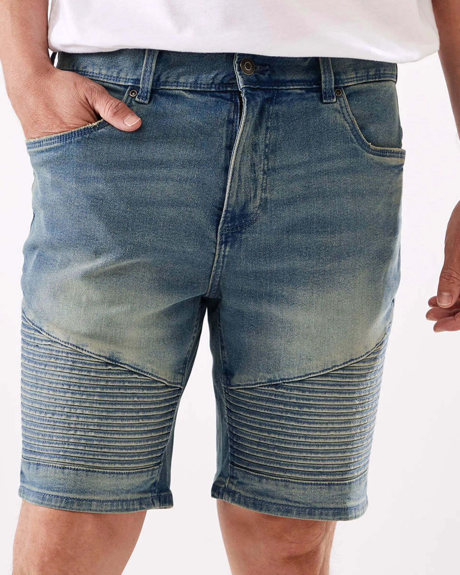 Denim Moto Shorts