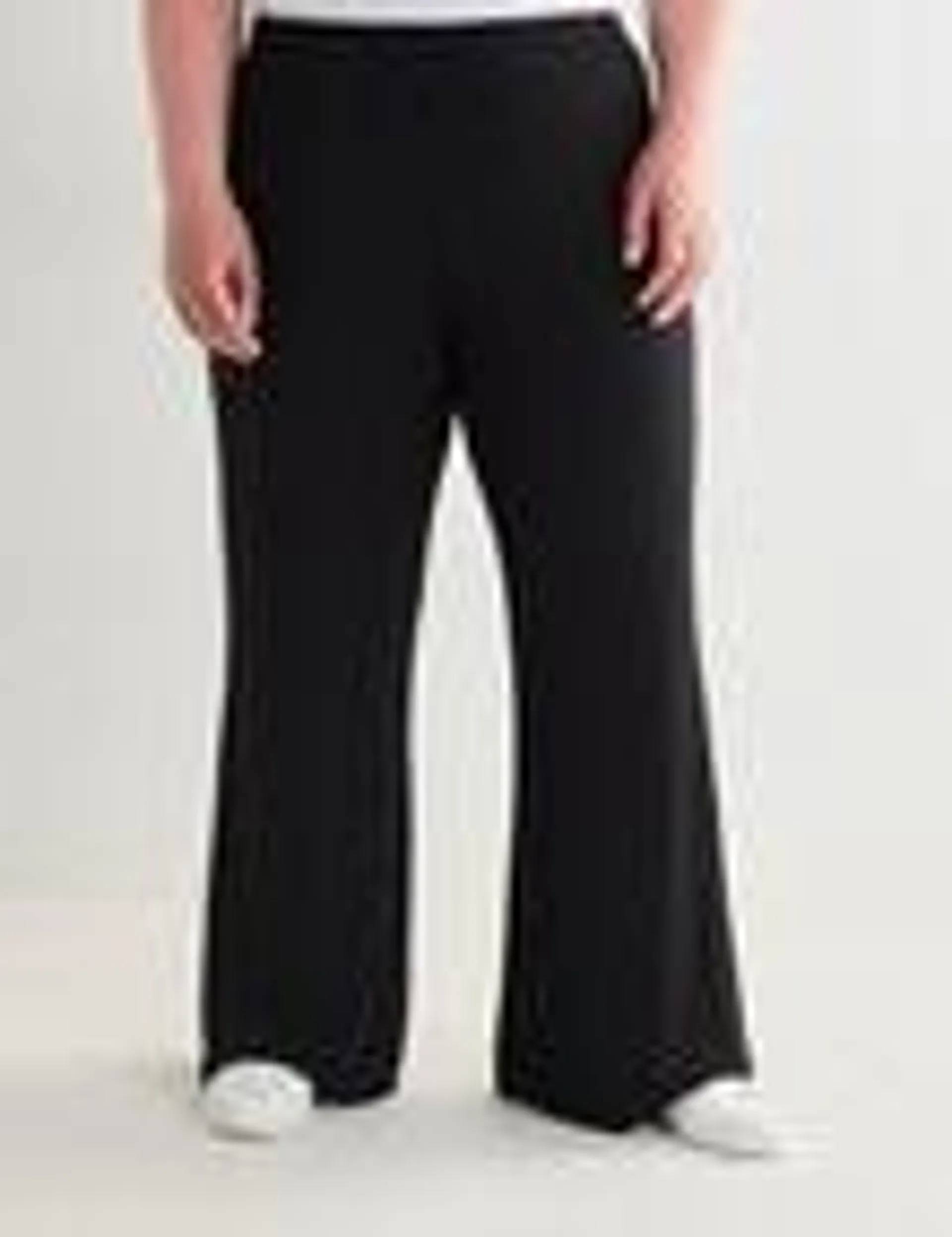 Studio Curve Rib Knit Wide Leg Pant, Black