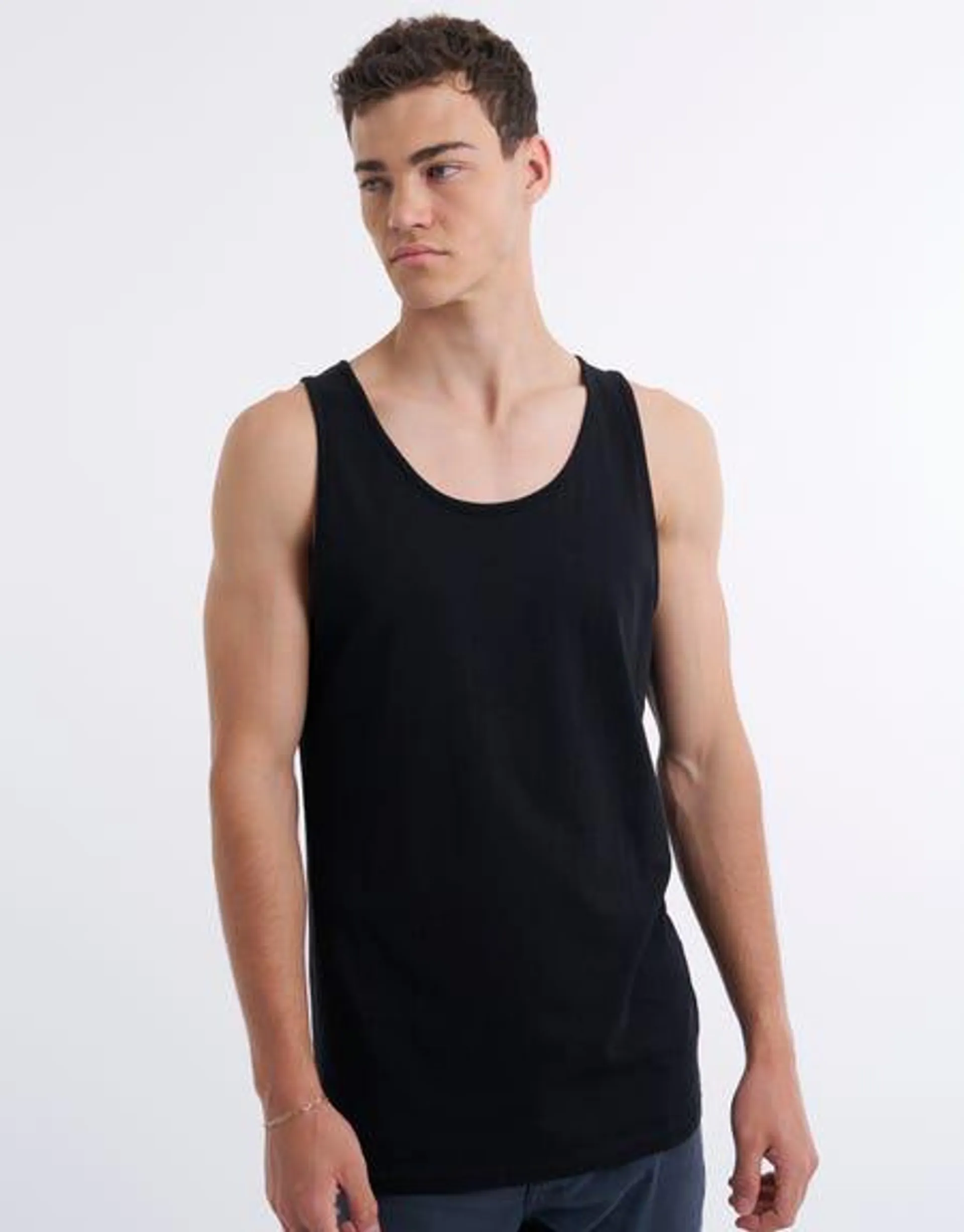 Organic Cotton Relaxed Fit Singlet in Black