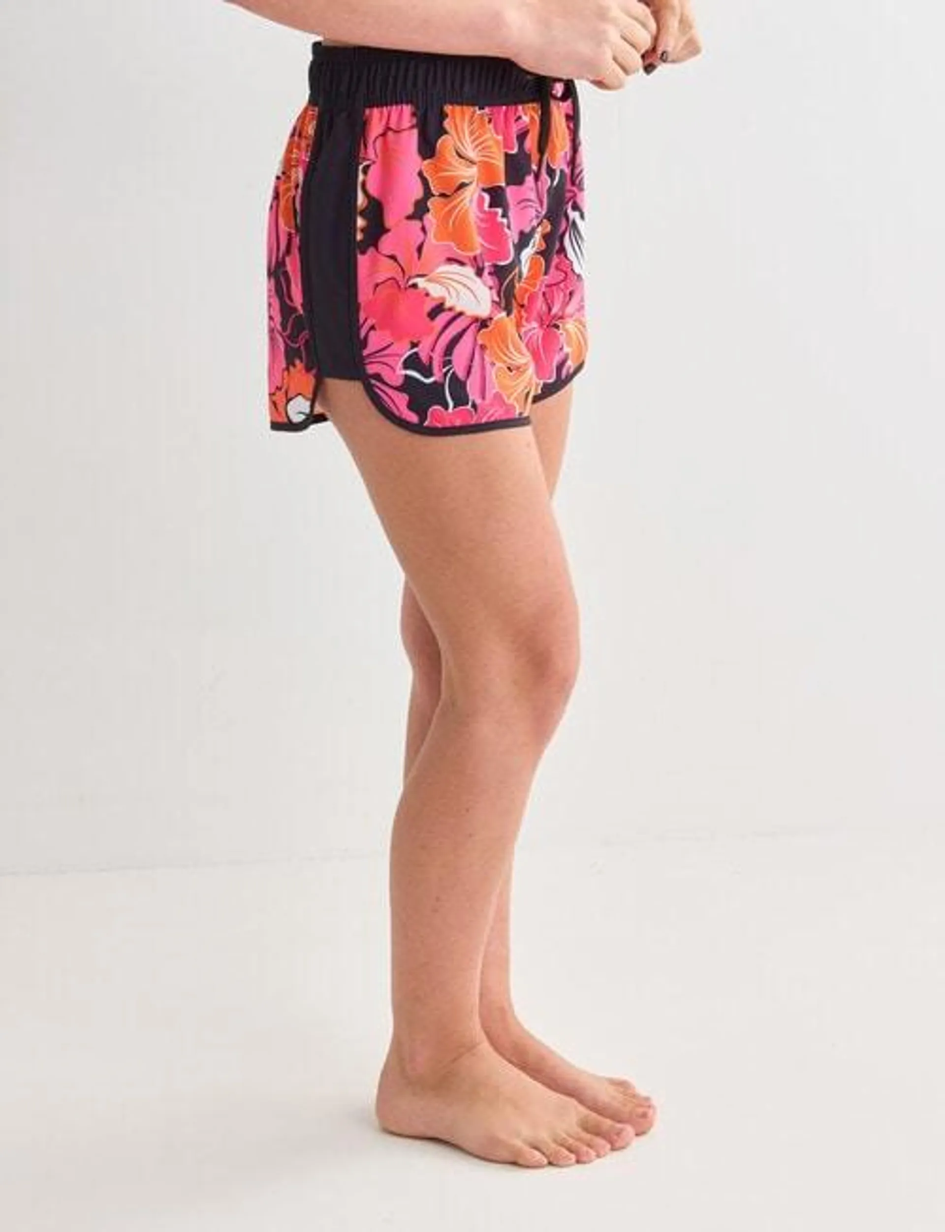 Zest Resort Board Short, Hibiscus Floral