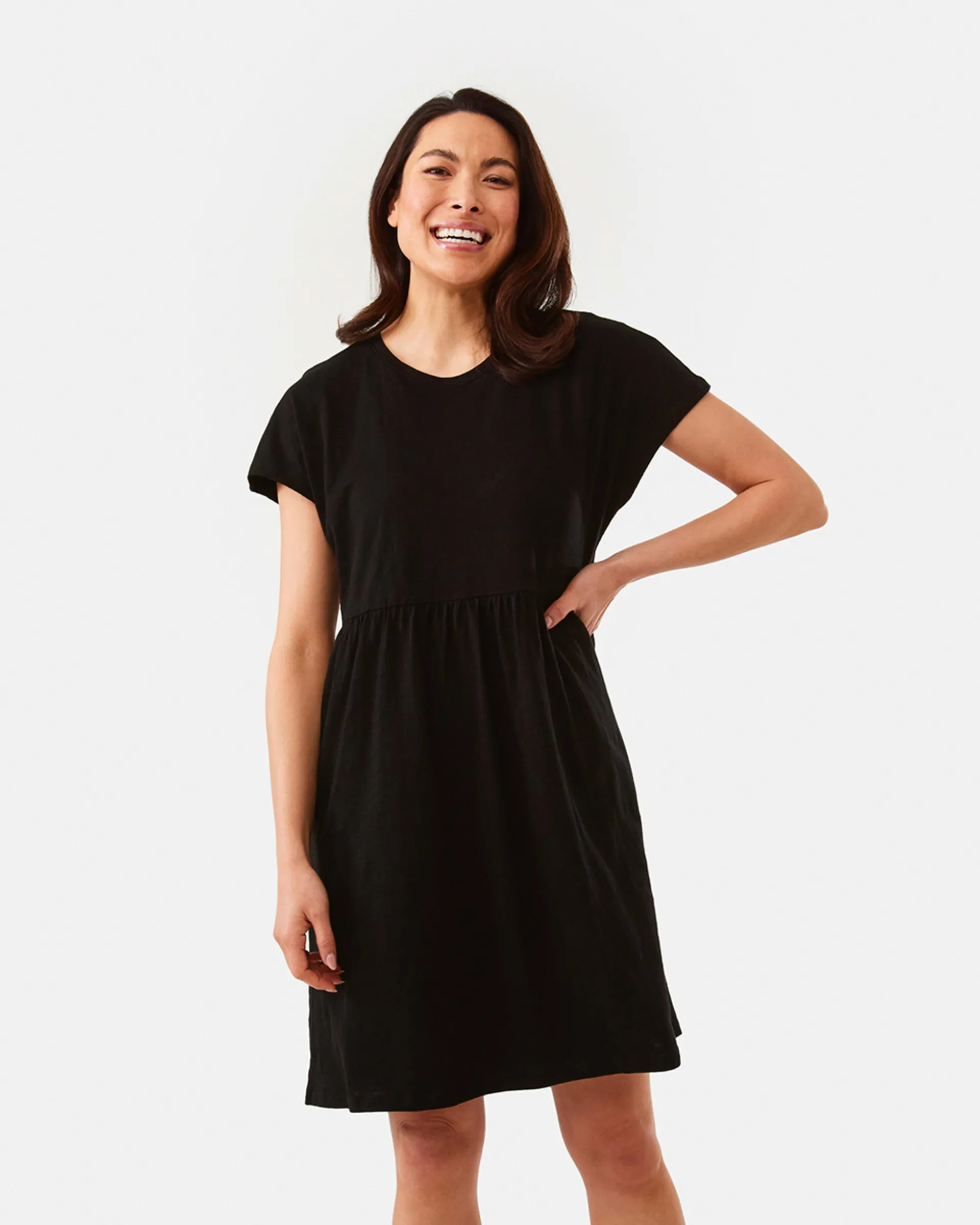 Short Sleeve Jersey Smock Mini Dress