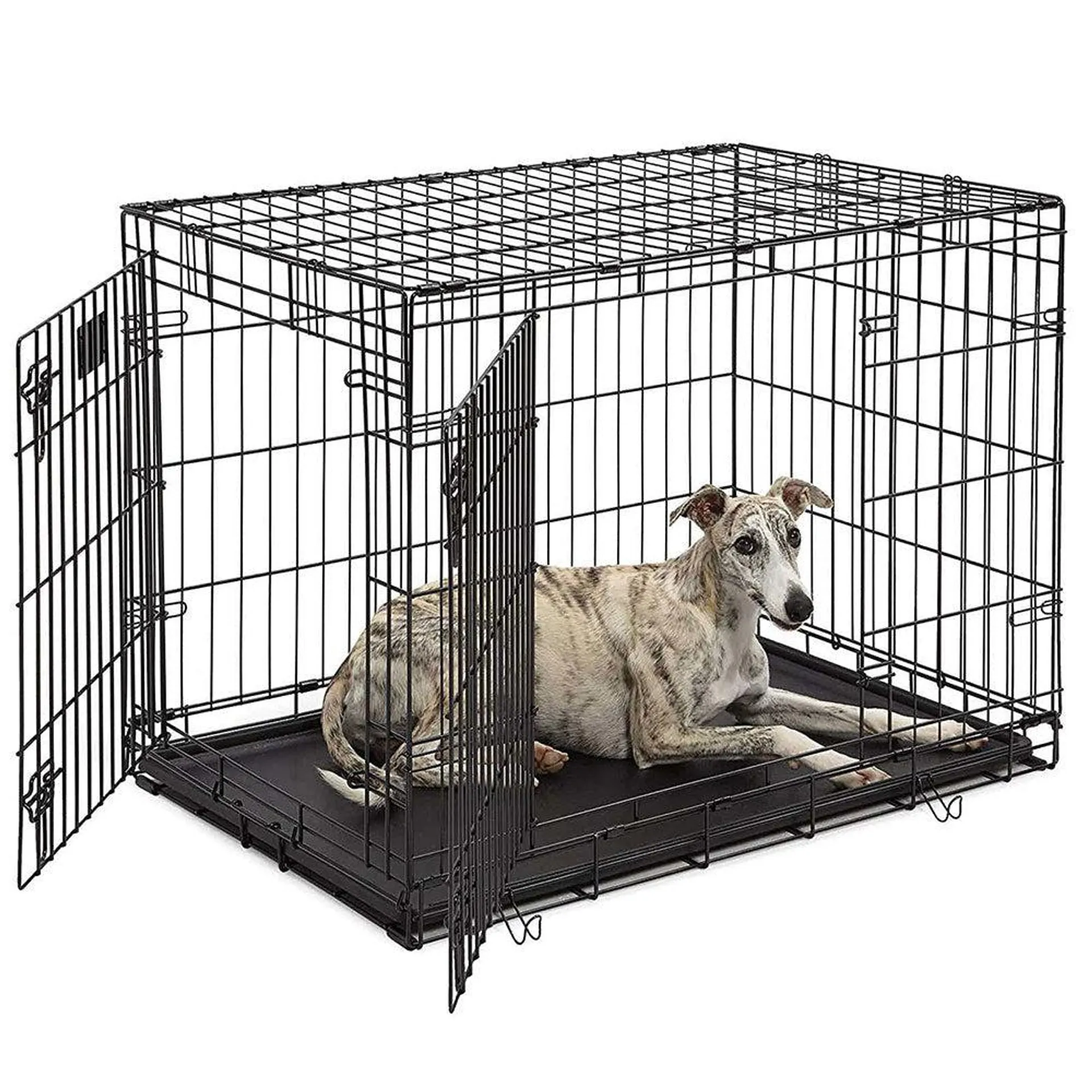 Foldable Dog Cage with Double Door - Large