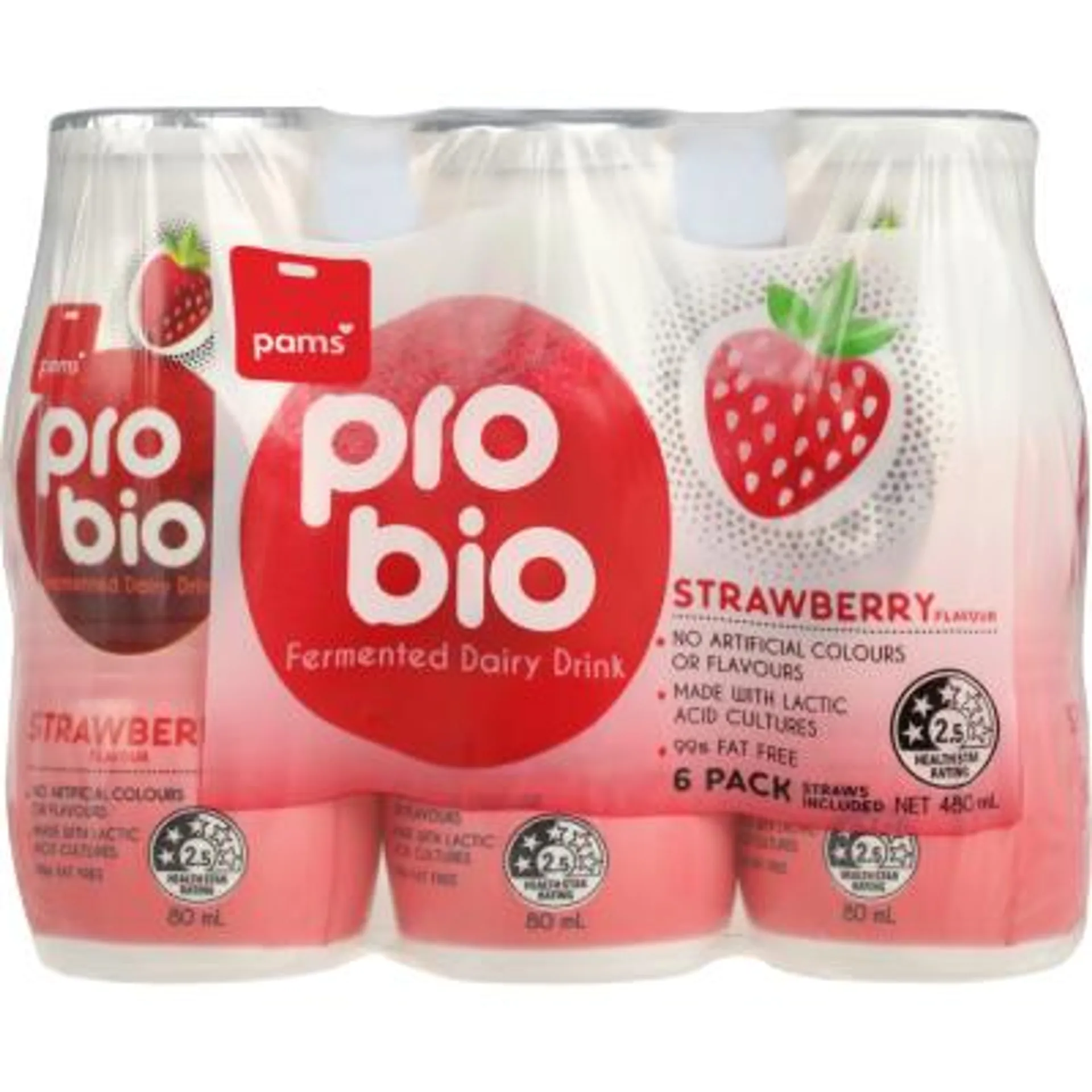 Pams Strawberry Pro Bio Cultured Dairy Drink