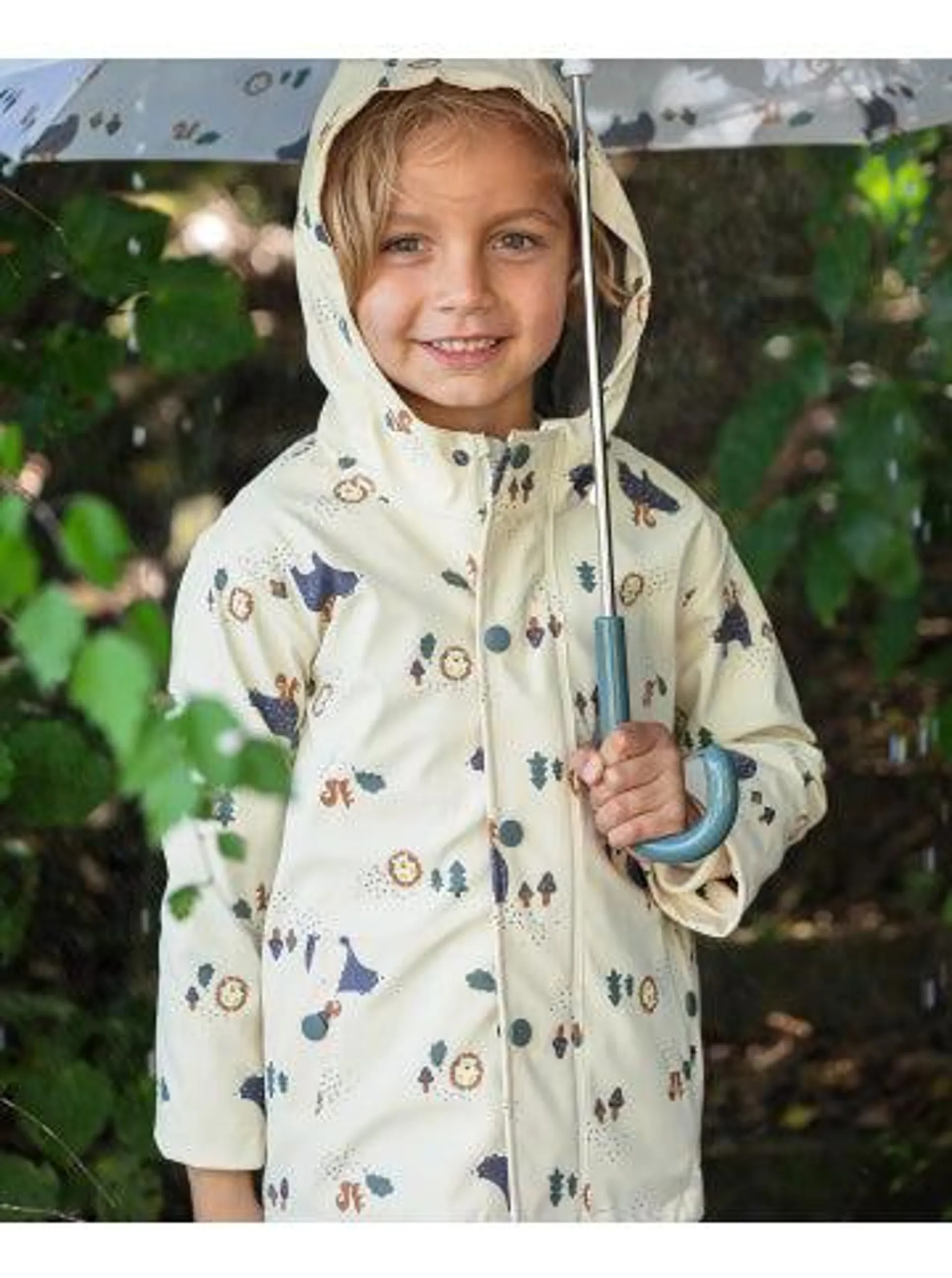 Little Kids' Printed Raincoat in Stone Woodland