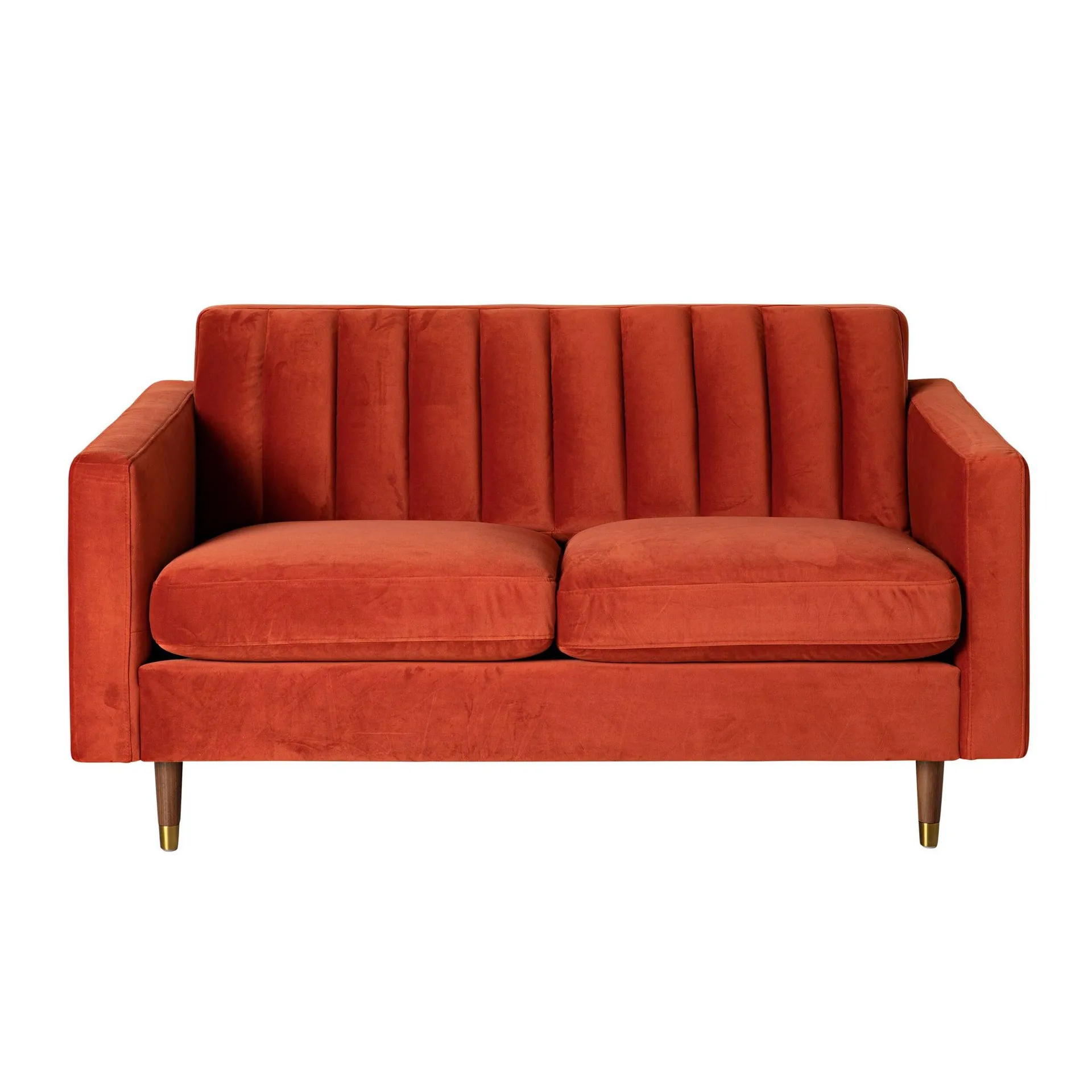 Stitch 2 Seater Velvet Sofa Sunrise Orange C-037