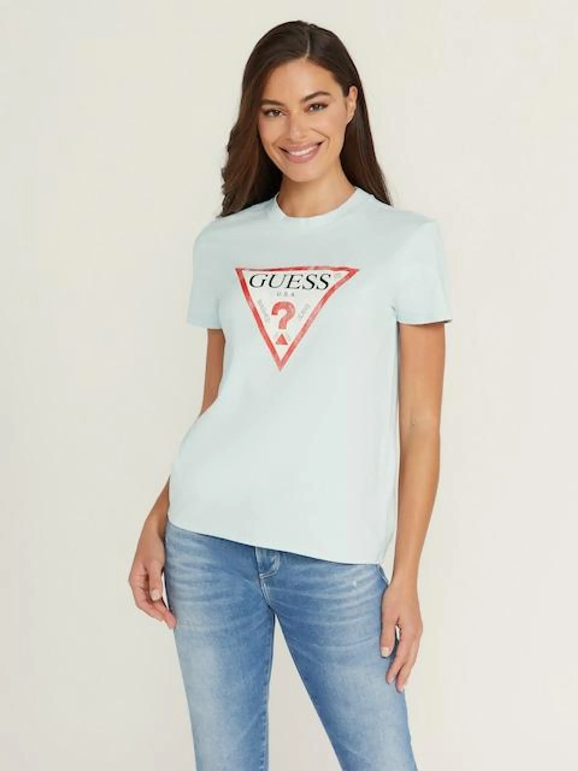 Guess Classic Logo Tee In Helium