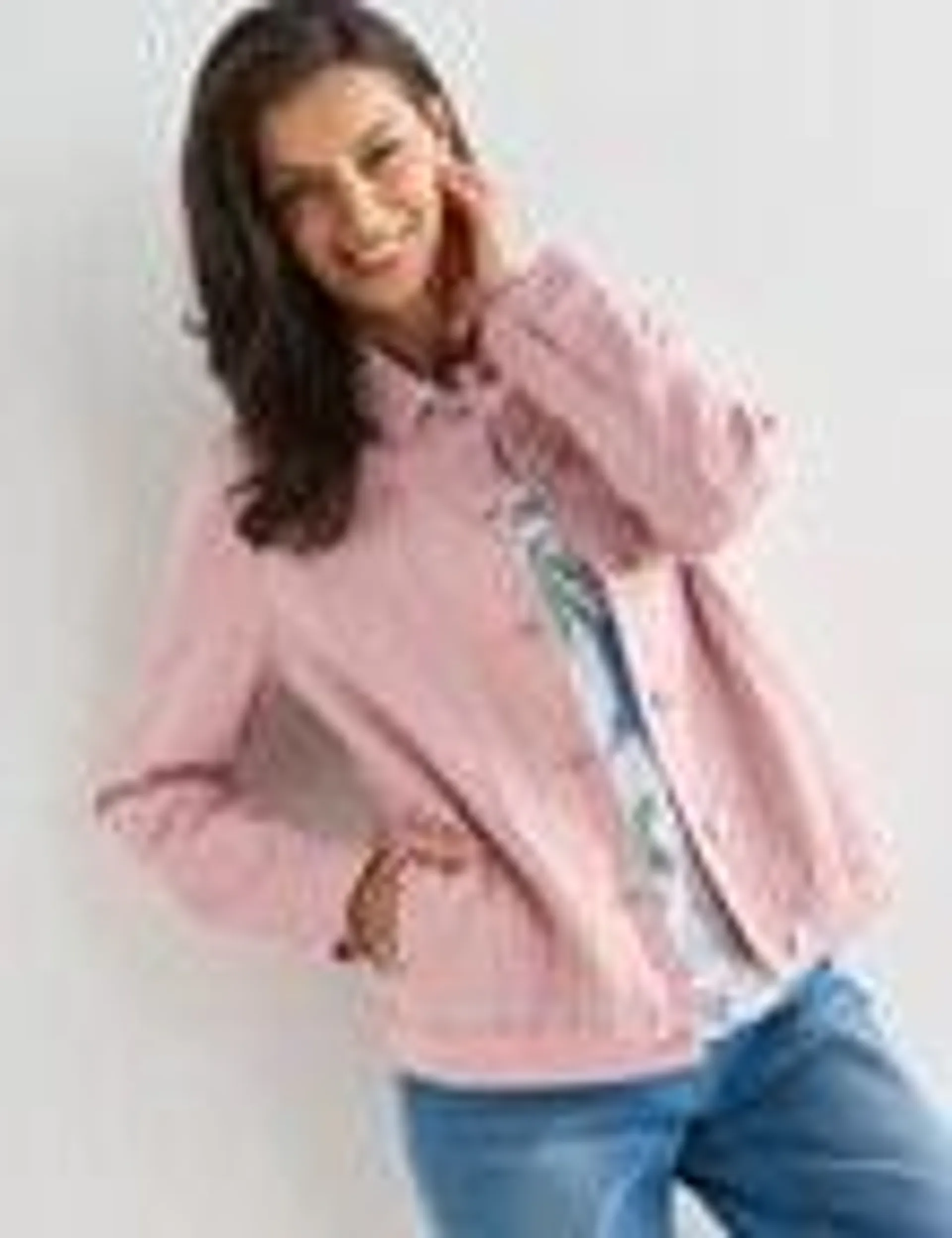 Ella J Coloured Stretch Cotton Jacket, Pale Pink