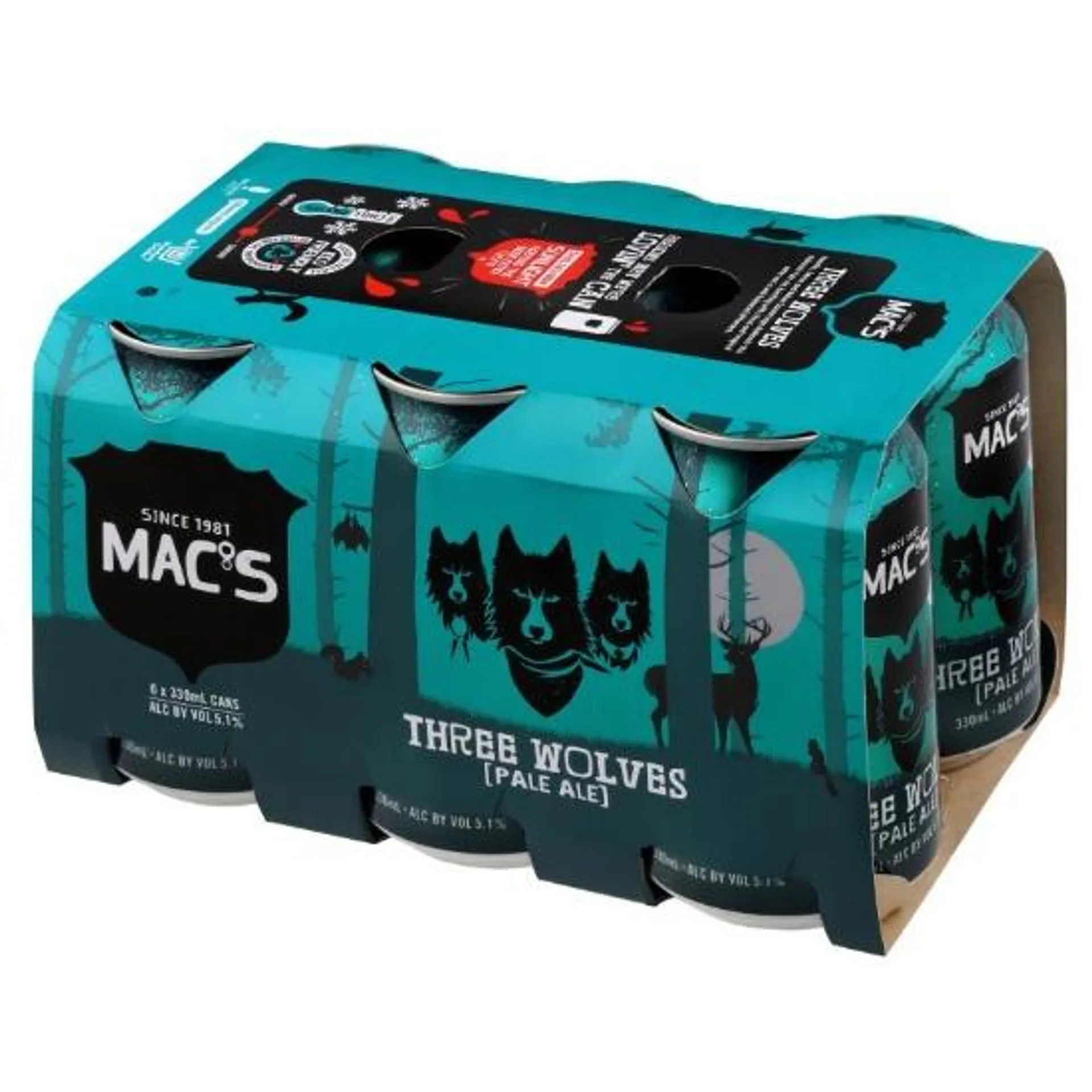 Mac's Three Wolves Pale Ale Cans 6x330ml