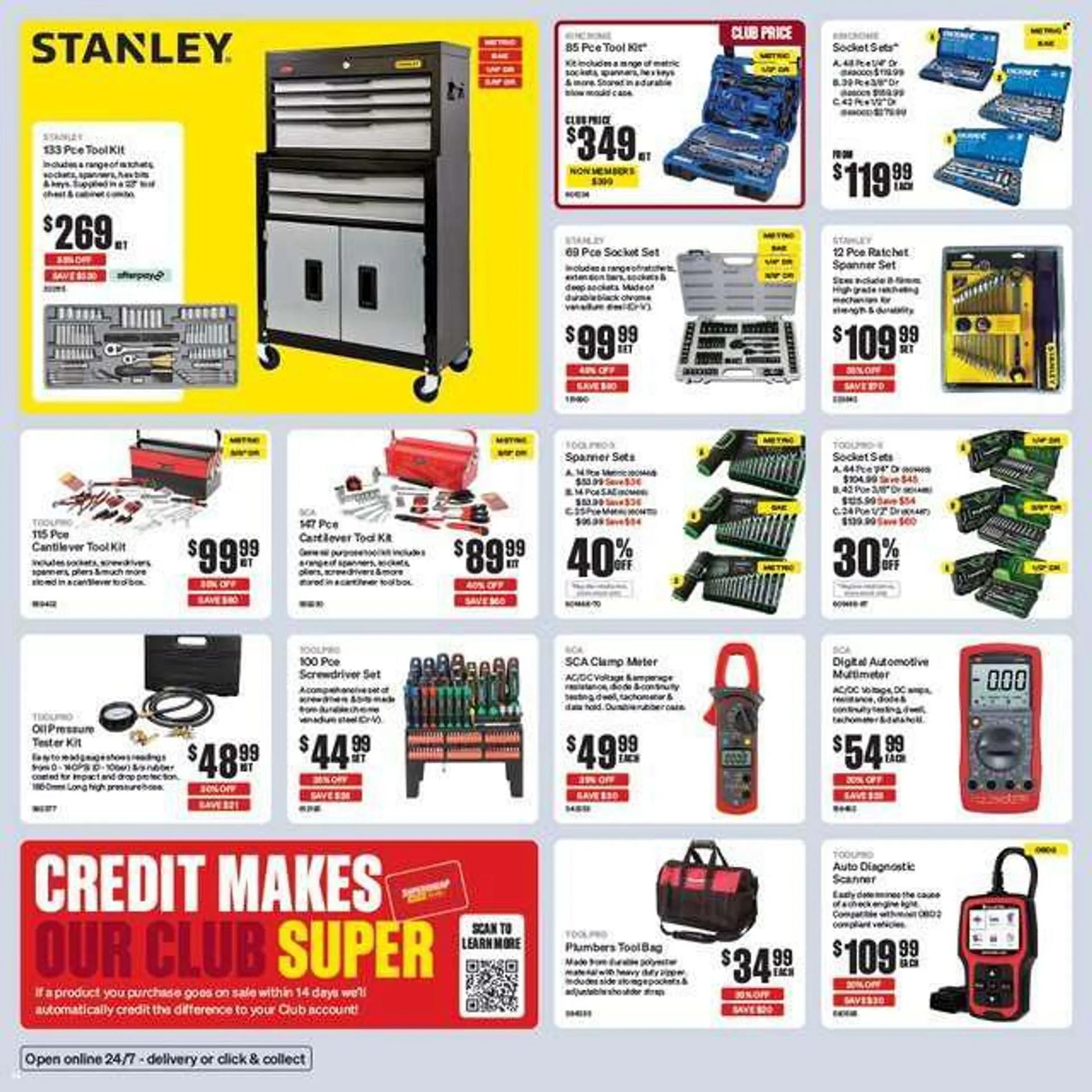 SuperCheap Auto mailer - 28.07.2022 - 07.08.2022 - Sales products - Stanley, screwdriver, pliers, tool box, socket set, tool set, screwdriver set, cabinet, bag. Page 14.