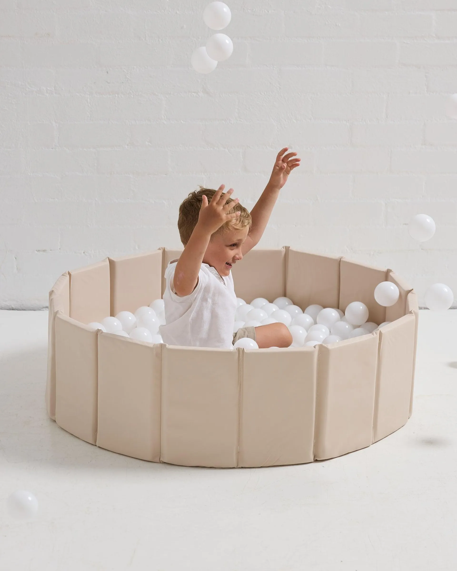 Eco Leather Beige Foldable Ball Pit + 200 balls