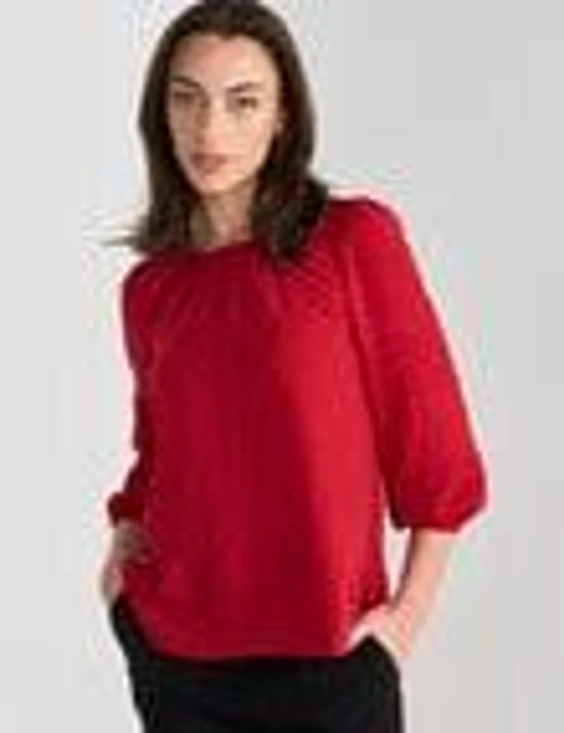 Oliver Black 3/4 Sleeve Detail Top, Ruby