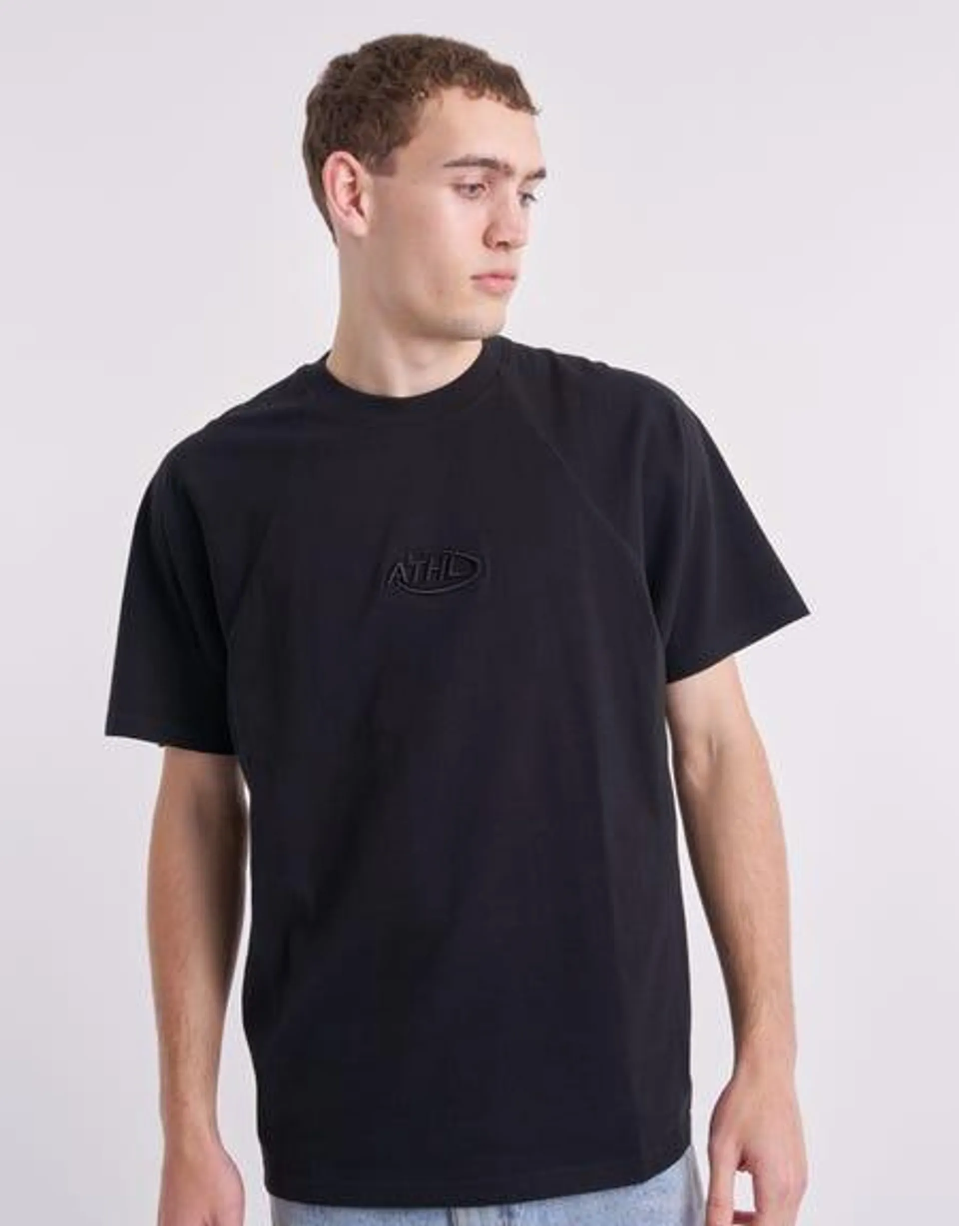 Athl Overlock Oversized T Shirt in Washed Black